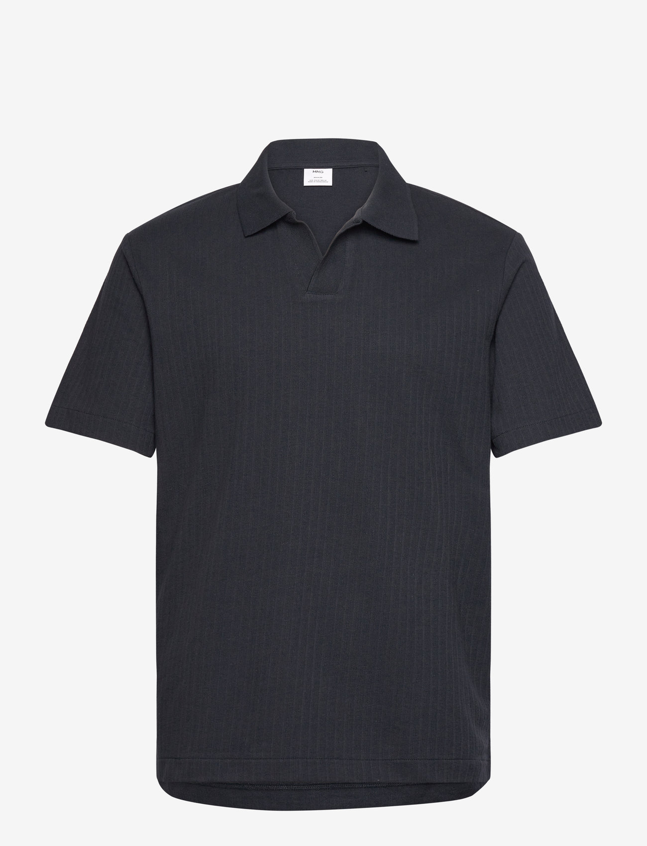 Mango - Regular-fit ribbed cotton polo shirt - polostrik - navy - 1