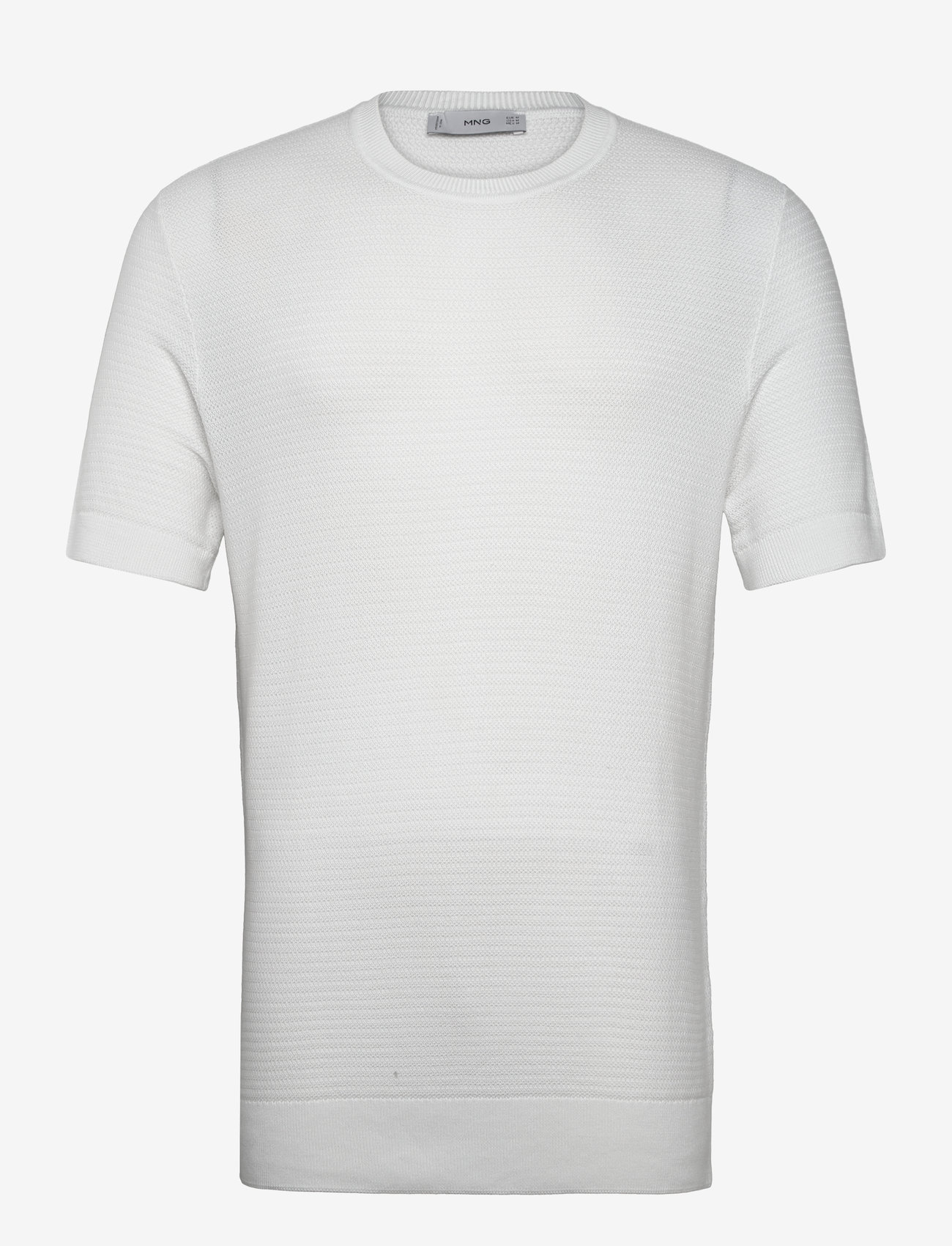 Mango - Tencel™ braided knitted t-shirt - kortärmade t-shirts - white - 1
