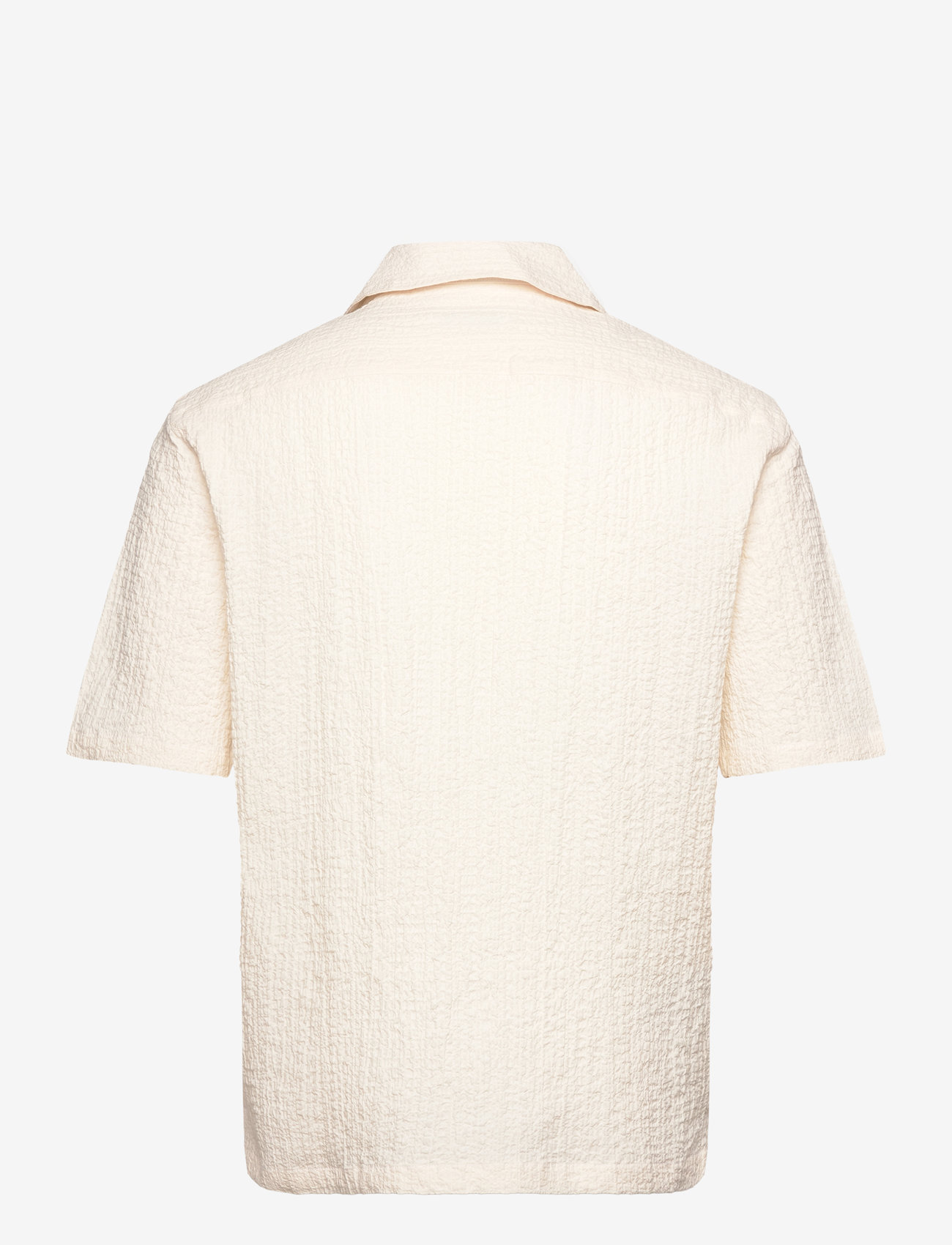 Mango - Seersucker shirt with bowling collar - kortærmede skjorter - light beige - 1