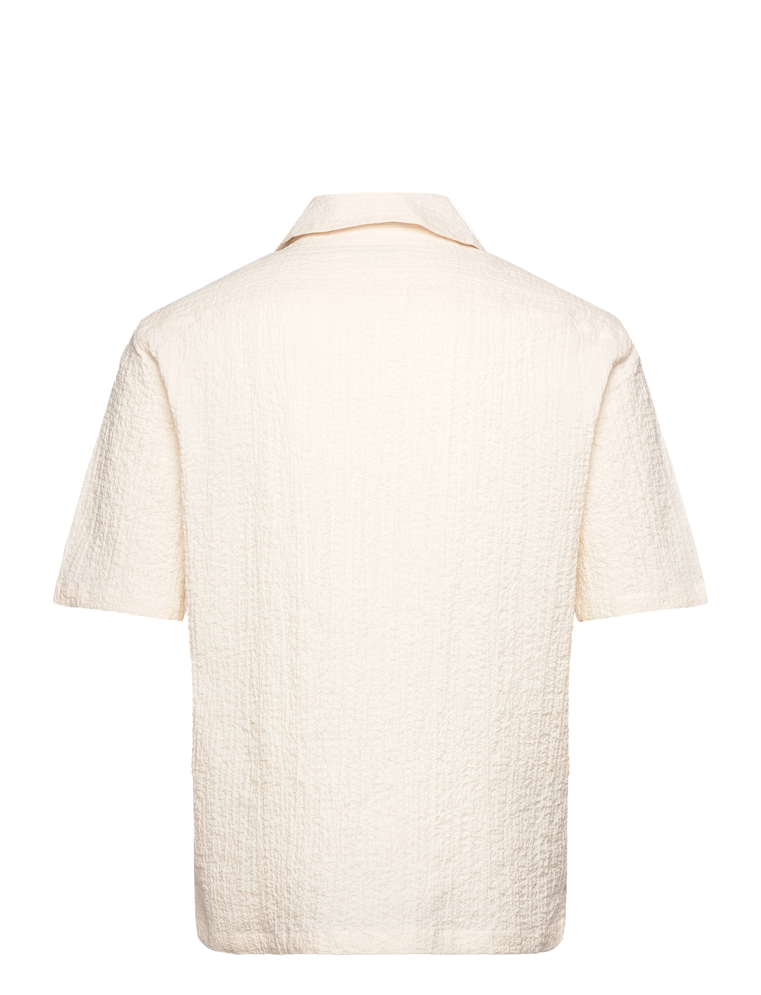Mango - Seersucker shirt with bowling collar - light beige - 2