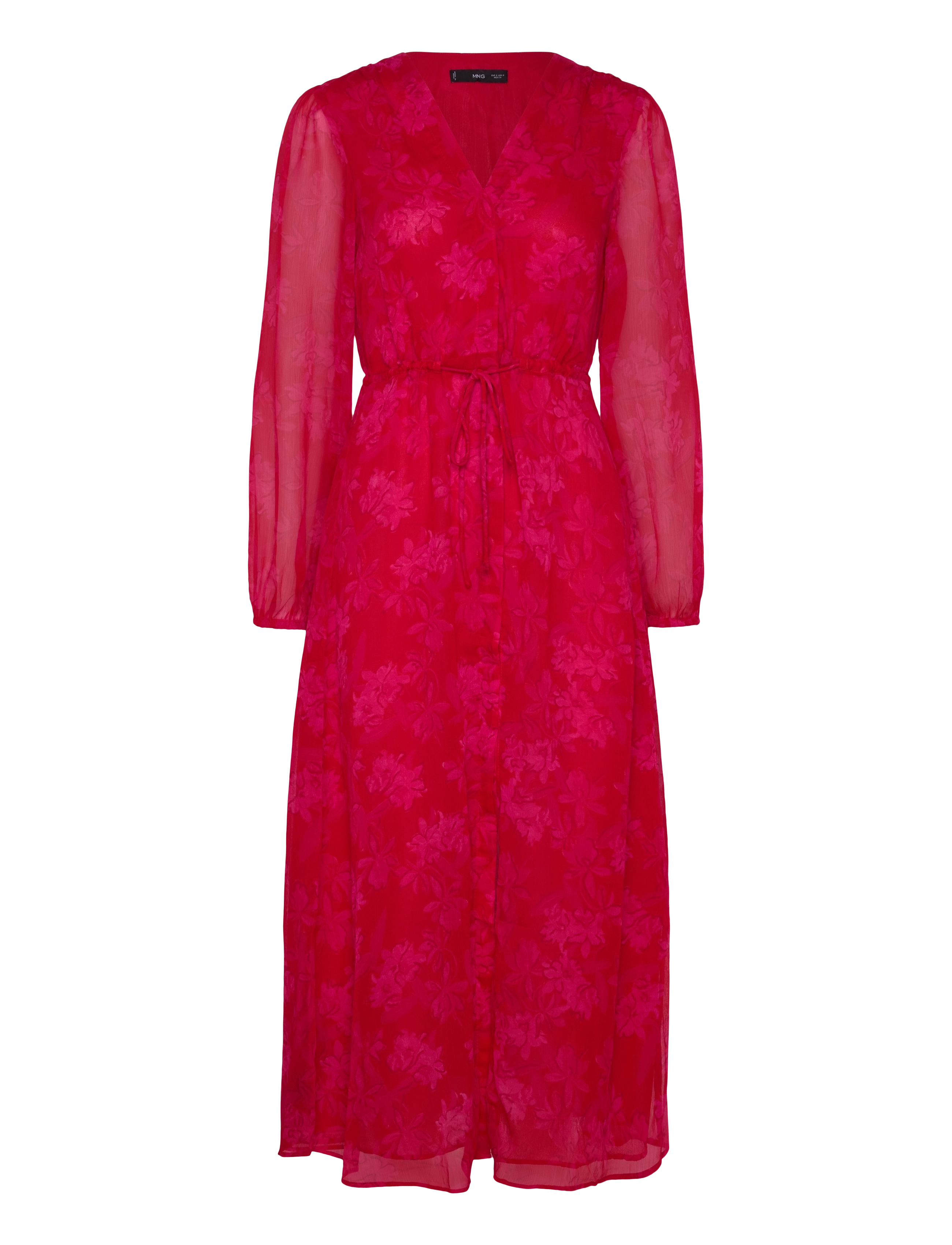 Floral-print dress with knot detail - BRIGHT RED