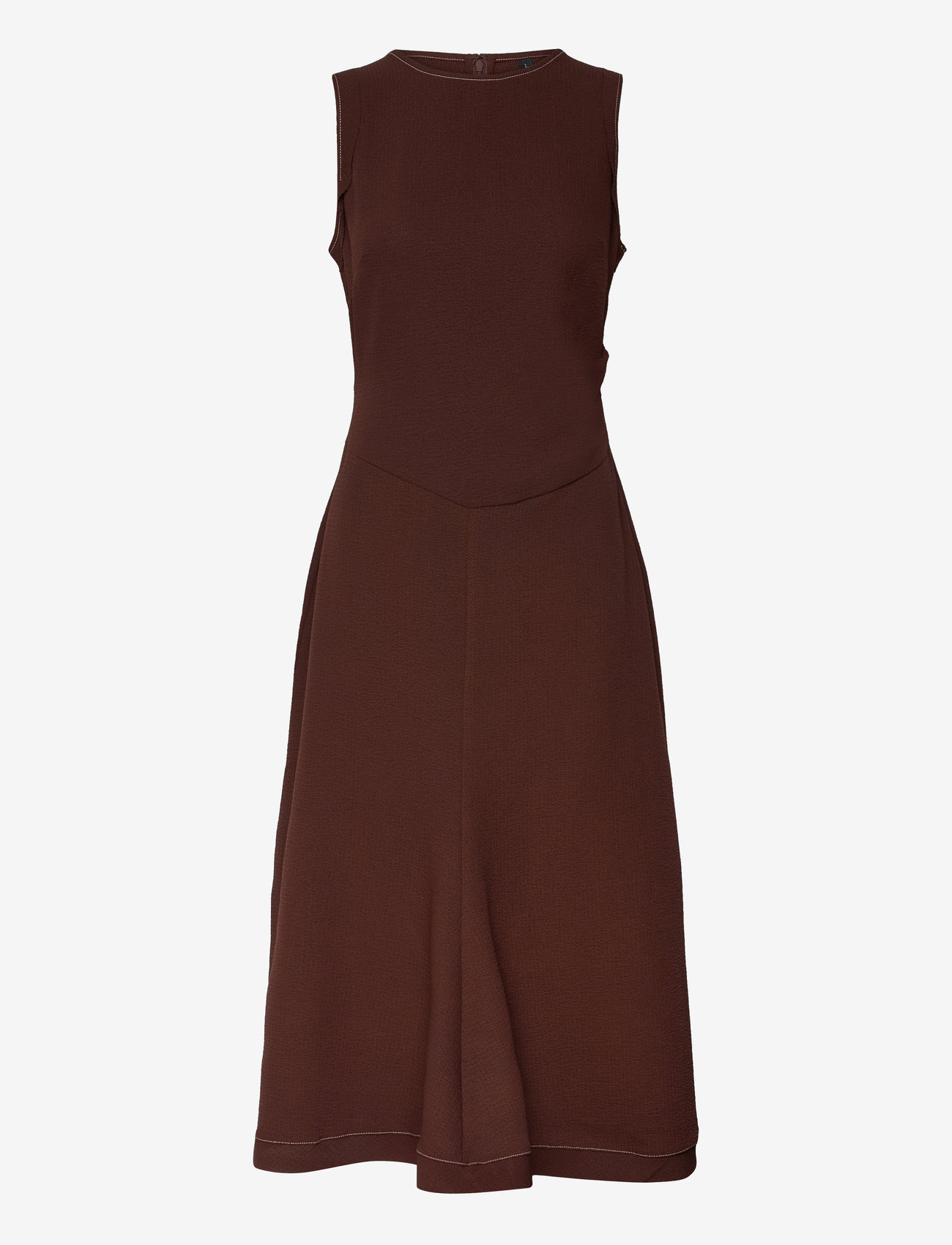 Mango - Midi-dress with decorative stitching - midikleider - brown - 1