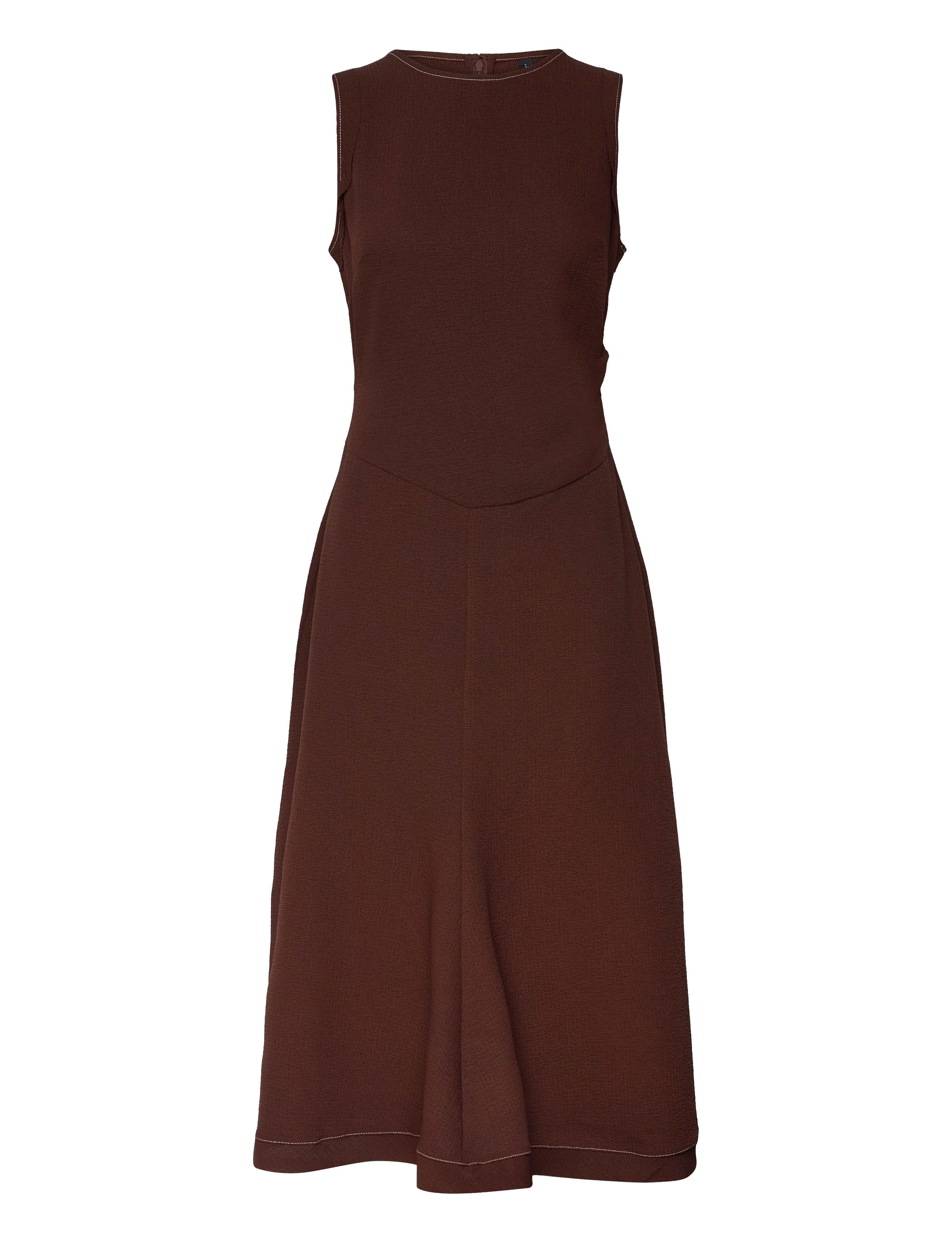 Midi-dress with decorative stitching - BROWN