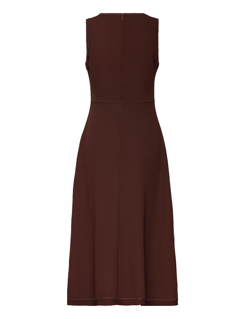 Mango - Midi-dress with decorative stitching - midikleider - brown - 2