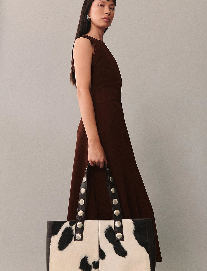 Mango - Midi-dress with decorative stitching - midikleider - brown - 0