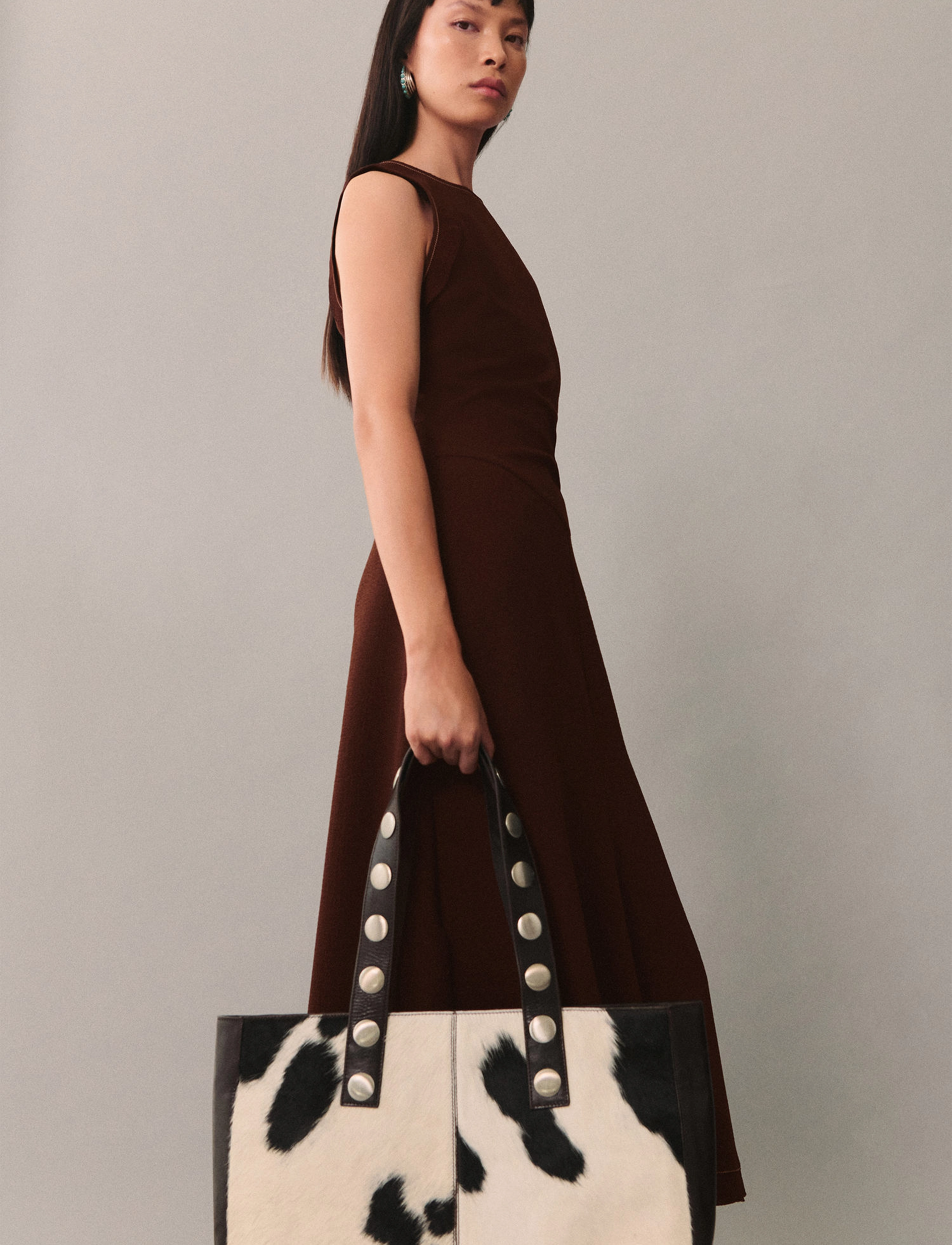 Mango Midi-dress with decorative stitching - Kjoler - BROWN / brown