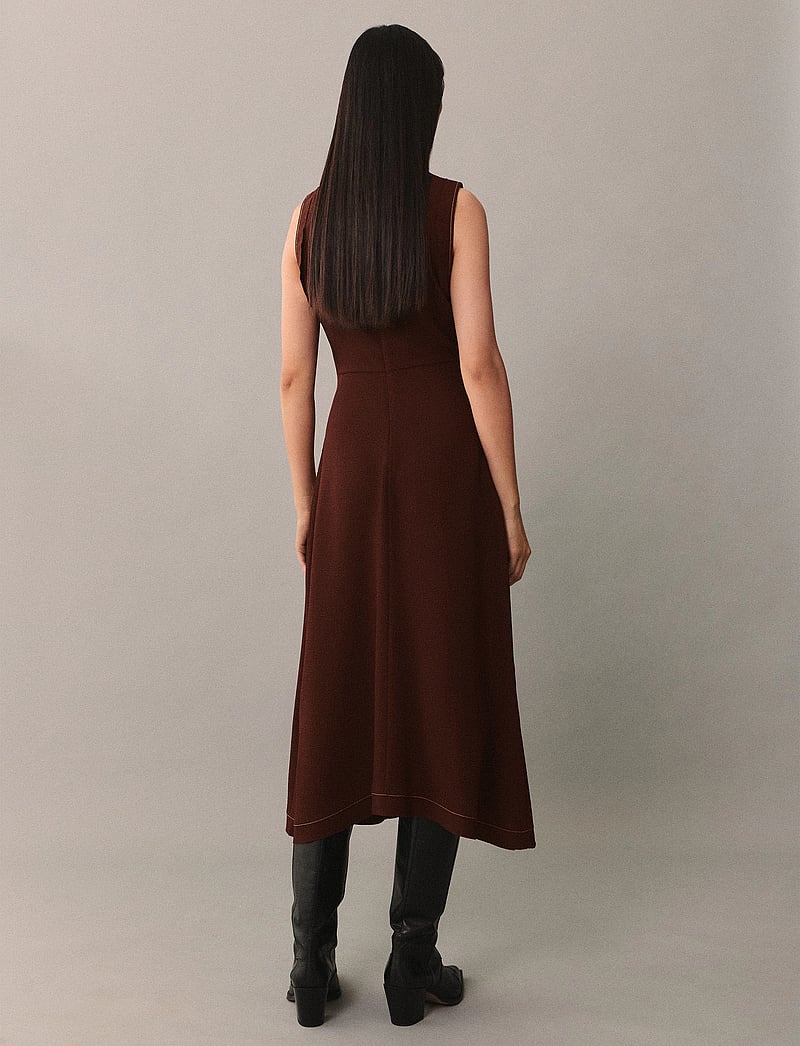 Mango - Midi-dress with decorative stitching - midikleider - brown - 3