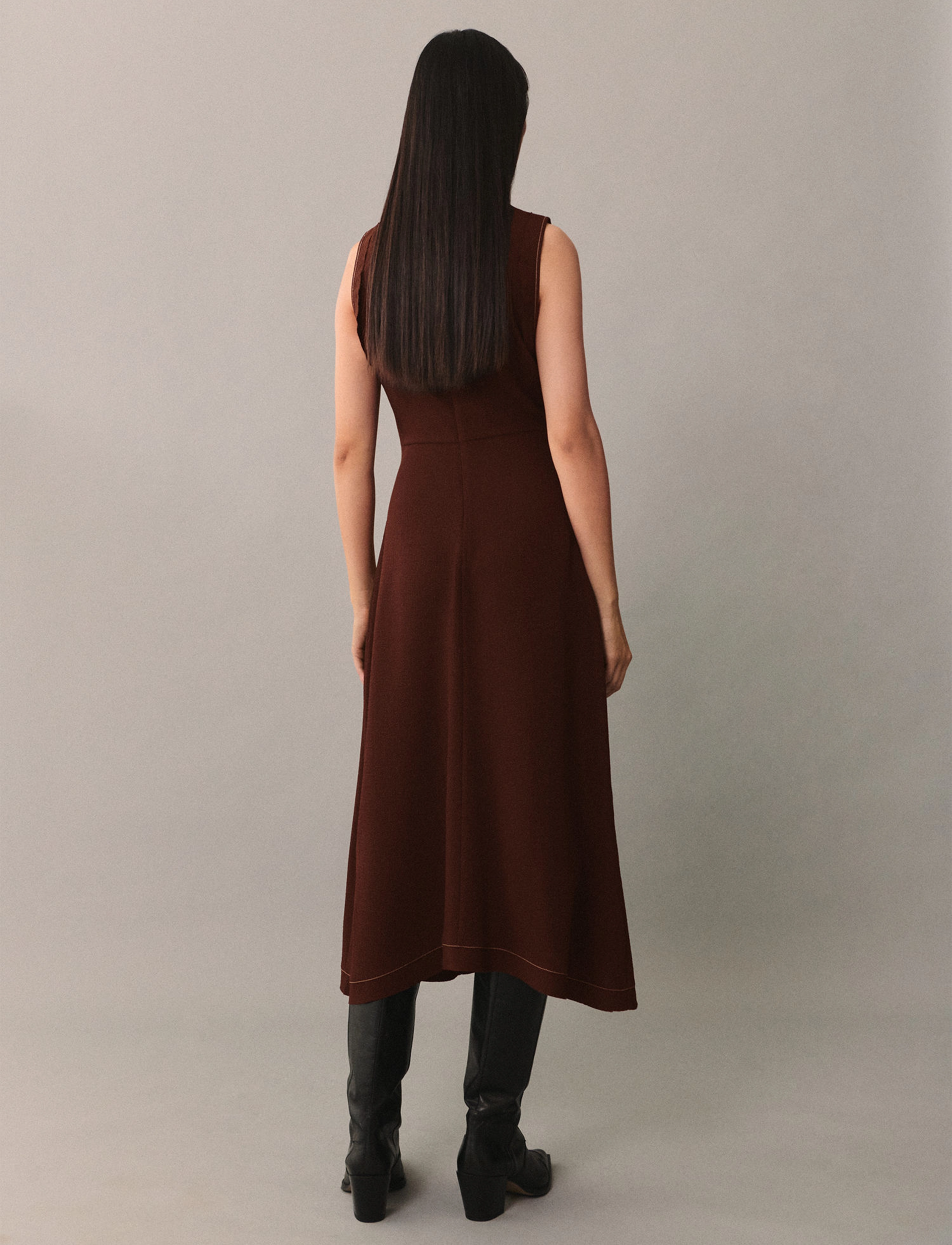 Mango - Midi-dress with decorative stitching - midikjoler - brown - 3