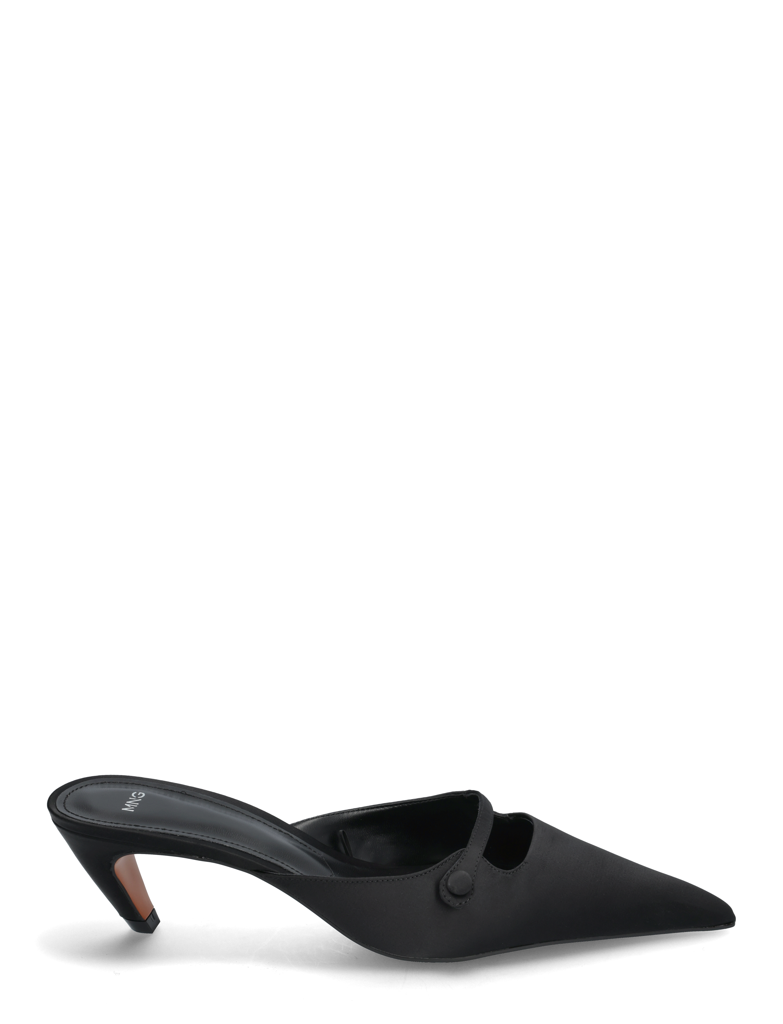 Mango - Satin kitten-heel shoes - mules med klack - black - 1