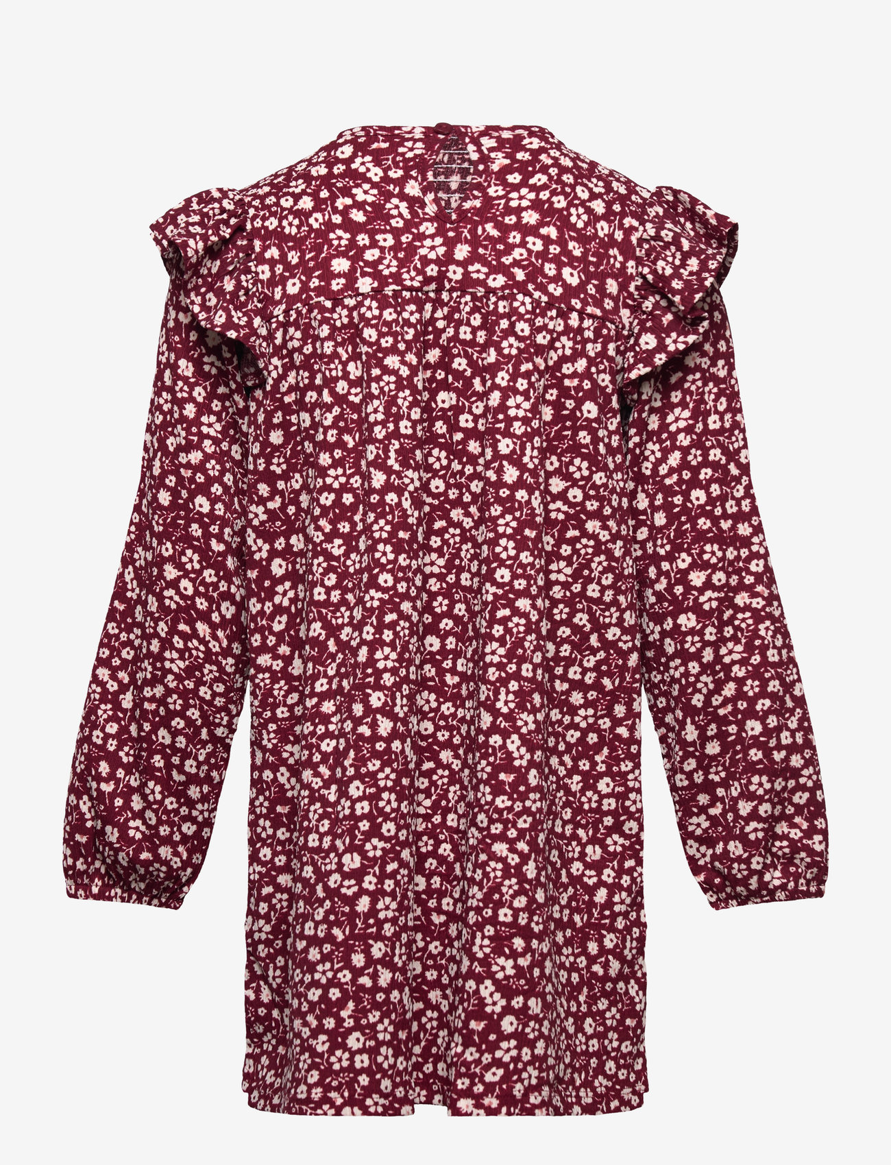 Mango - Ruched floral dress - langärmelige freizeitkleider - dark red - 1