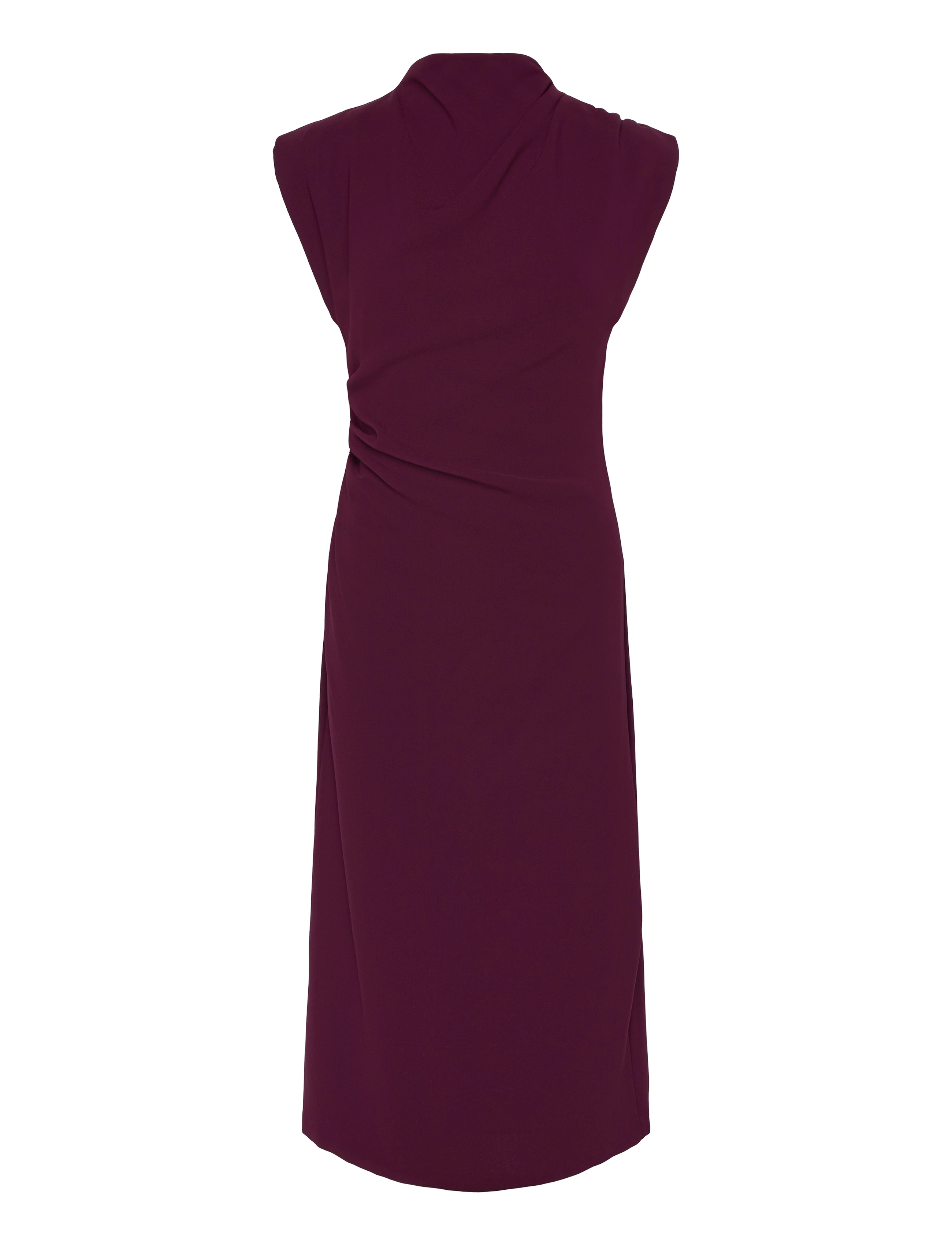 Gathered turtleneck dress - DARK RED