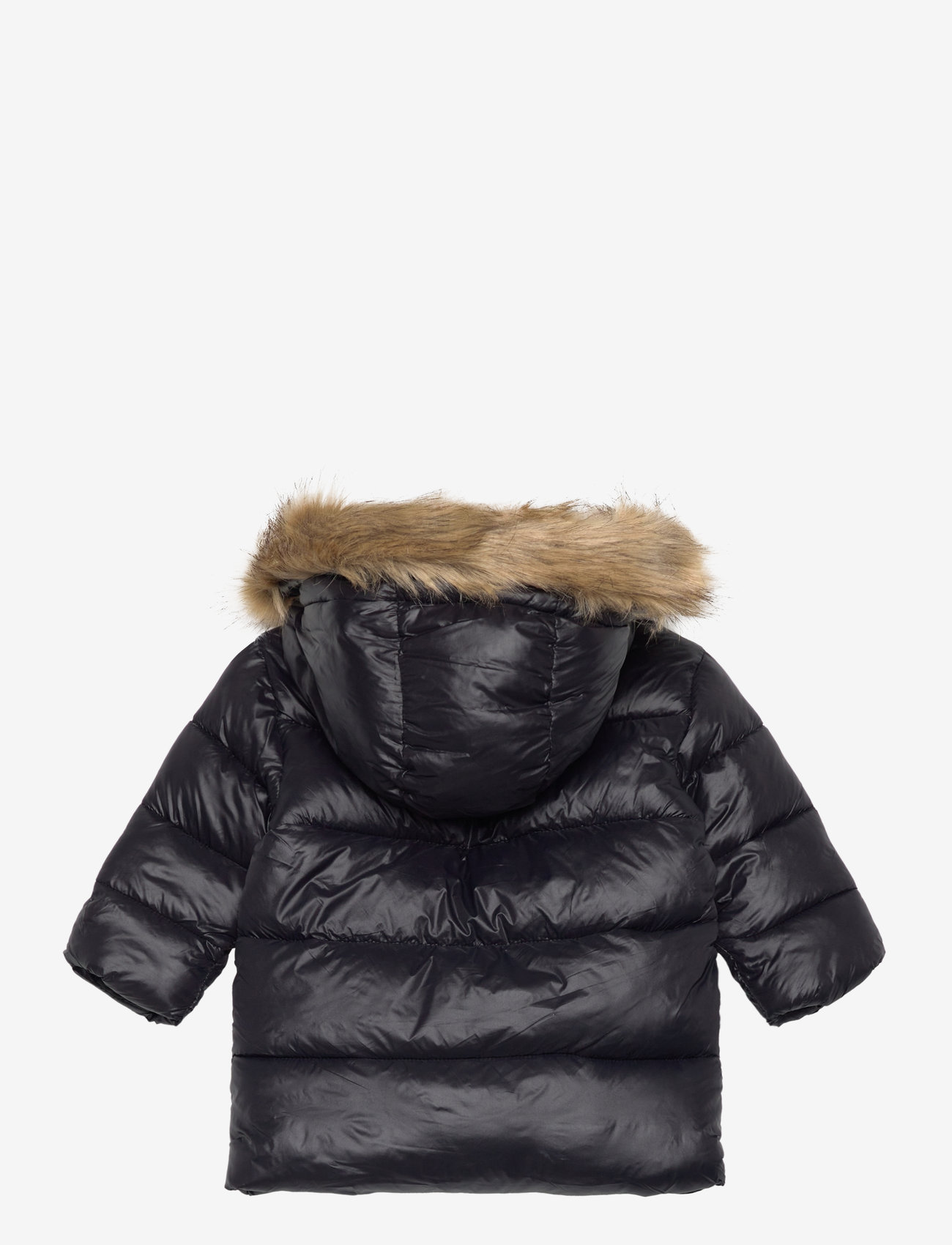 Mango - Quilted coat with fur-effect hood - black - 1