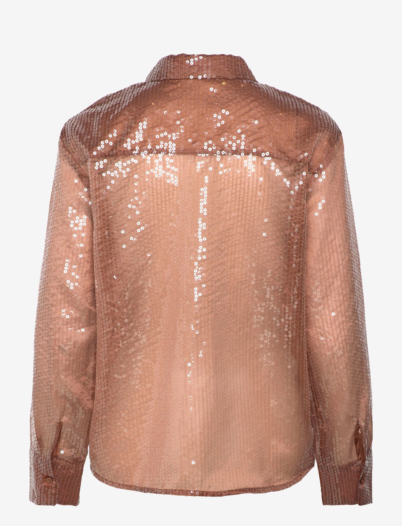 Mango - Semi-transparent sequined shirt - langærmede skjorter - brown - 1