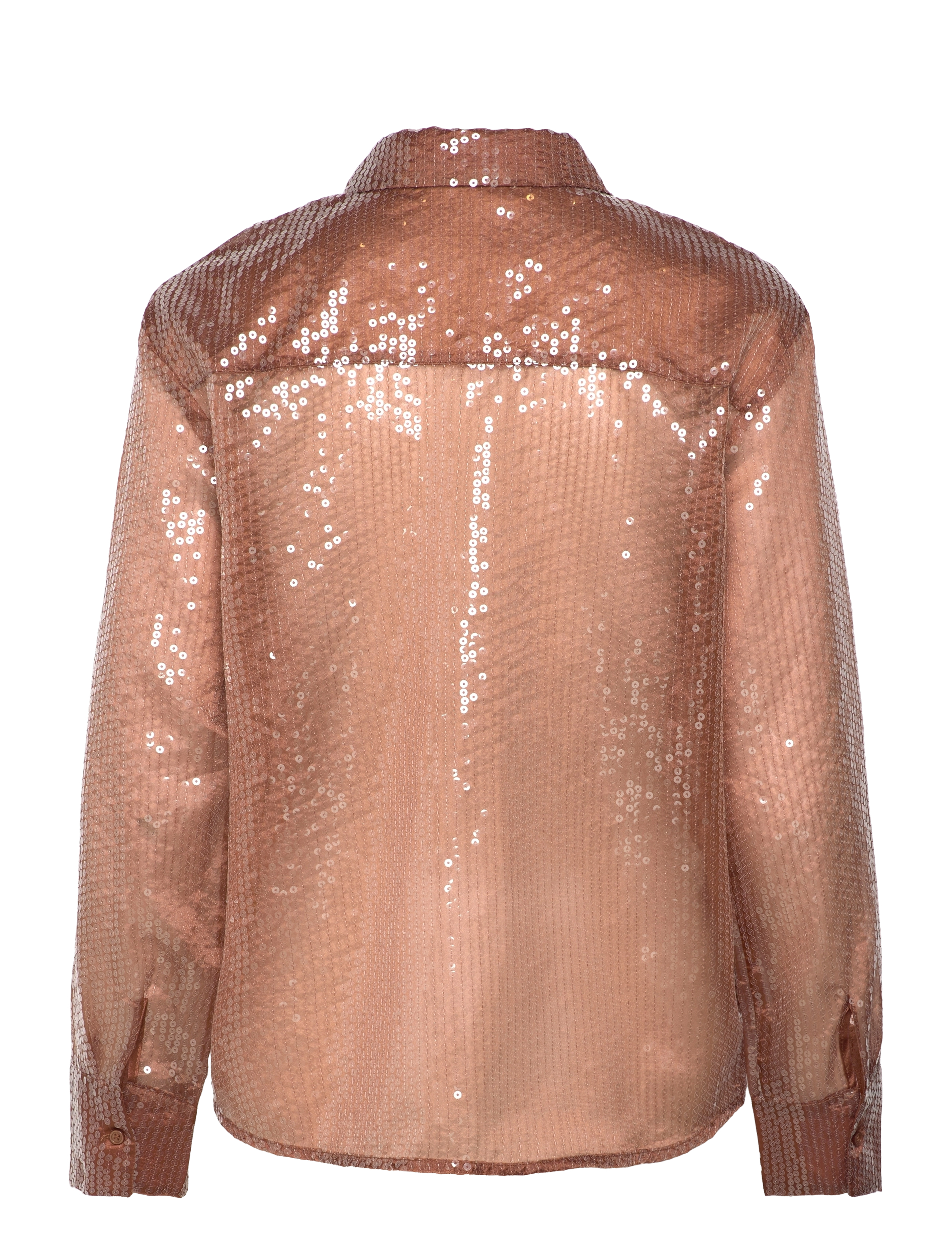 Mango - Semi-transparent sequined shirt - langærmede skjorter - brown - 2