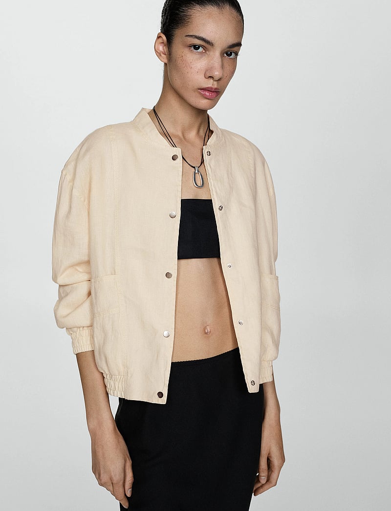 Mango - Buttons linen-blend jacket - höstjackor - light beige - 0