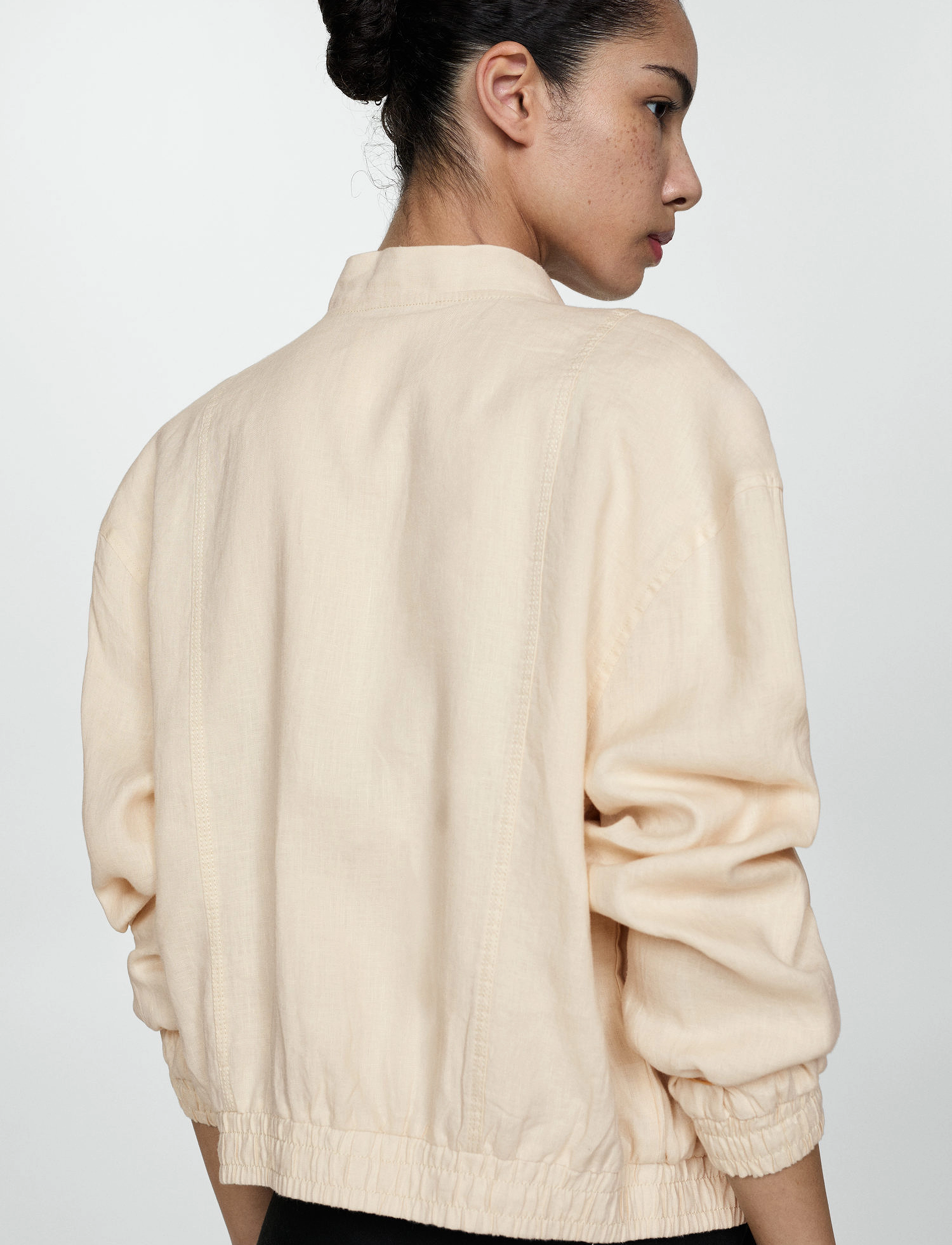 Mango - Buttons linen-blend jacket - frühlingsjacken - light beige - 3