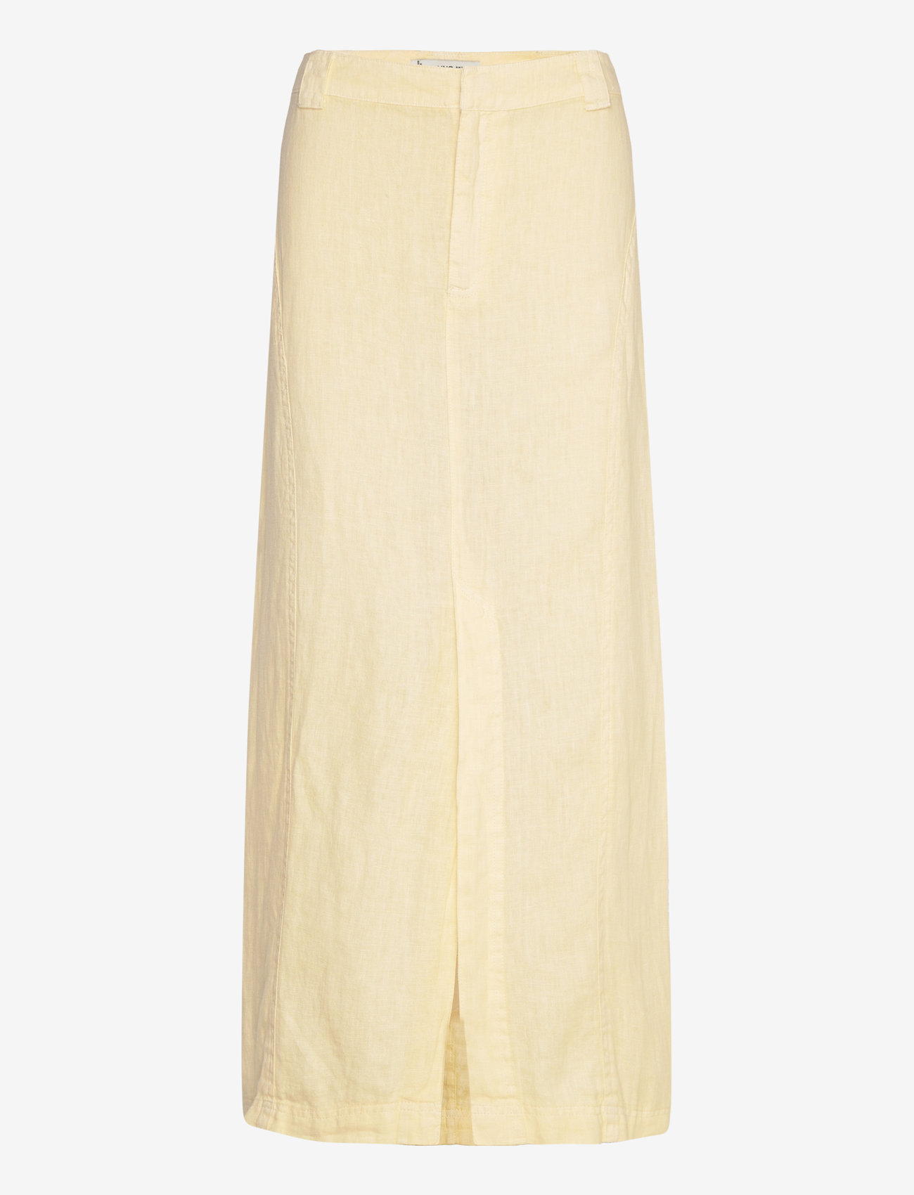 Mango - Linen skirt with slit - midi nederdele - yellow - 0