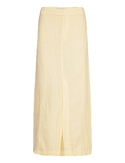 Mango Linen skirt with slit - Kjolar - YELLOW / yellow
