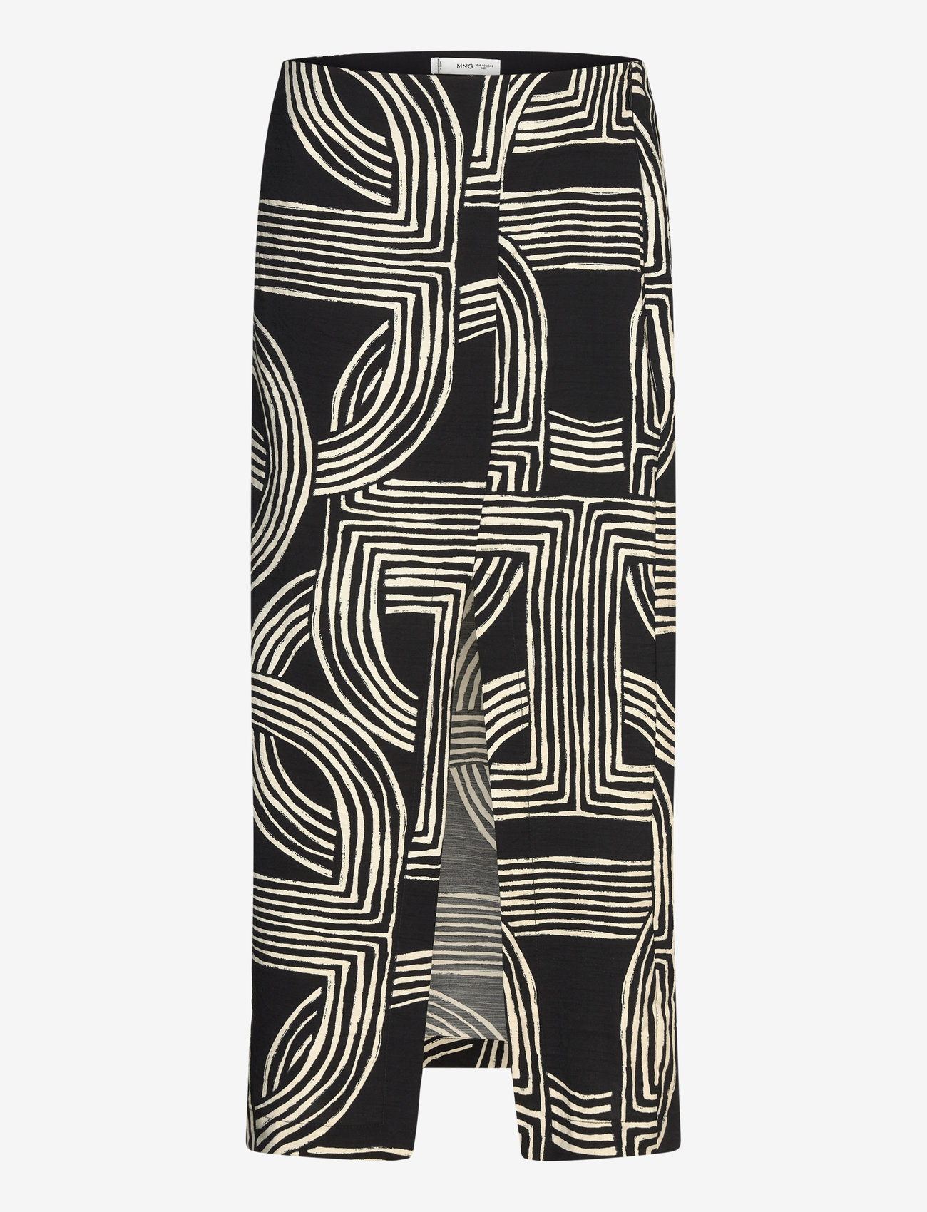 Mango - Printed skirt with slit - midi kjolar - black - 1