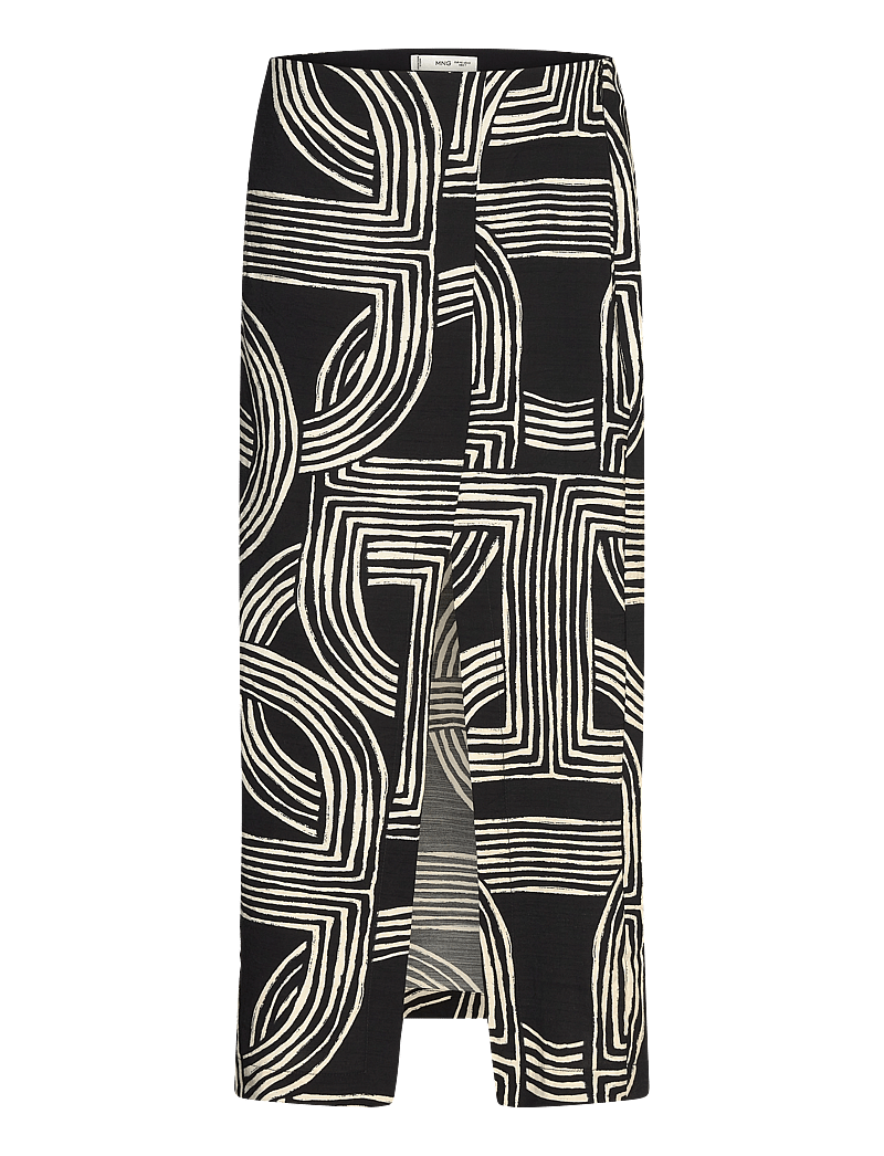 Mango - Printed skirt with slit - midi kjolar - black - 1