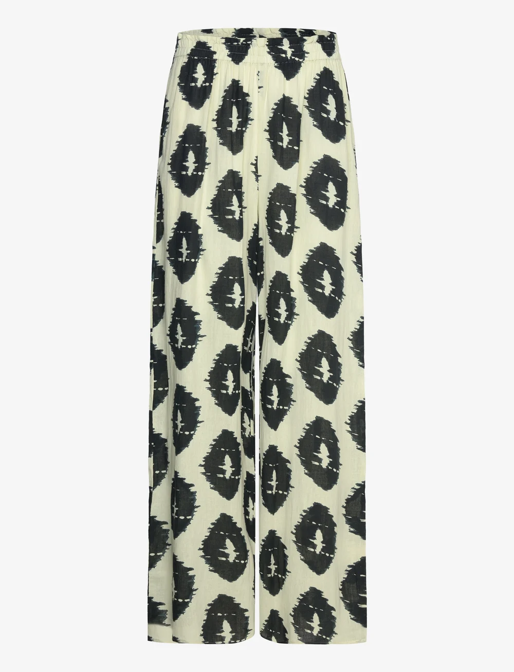 Mango - Wideleg printed trousers - bukser med brede ben - light beige - 1