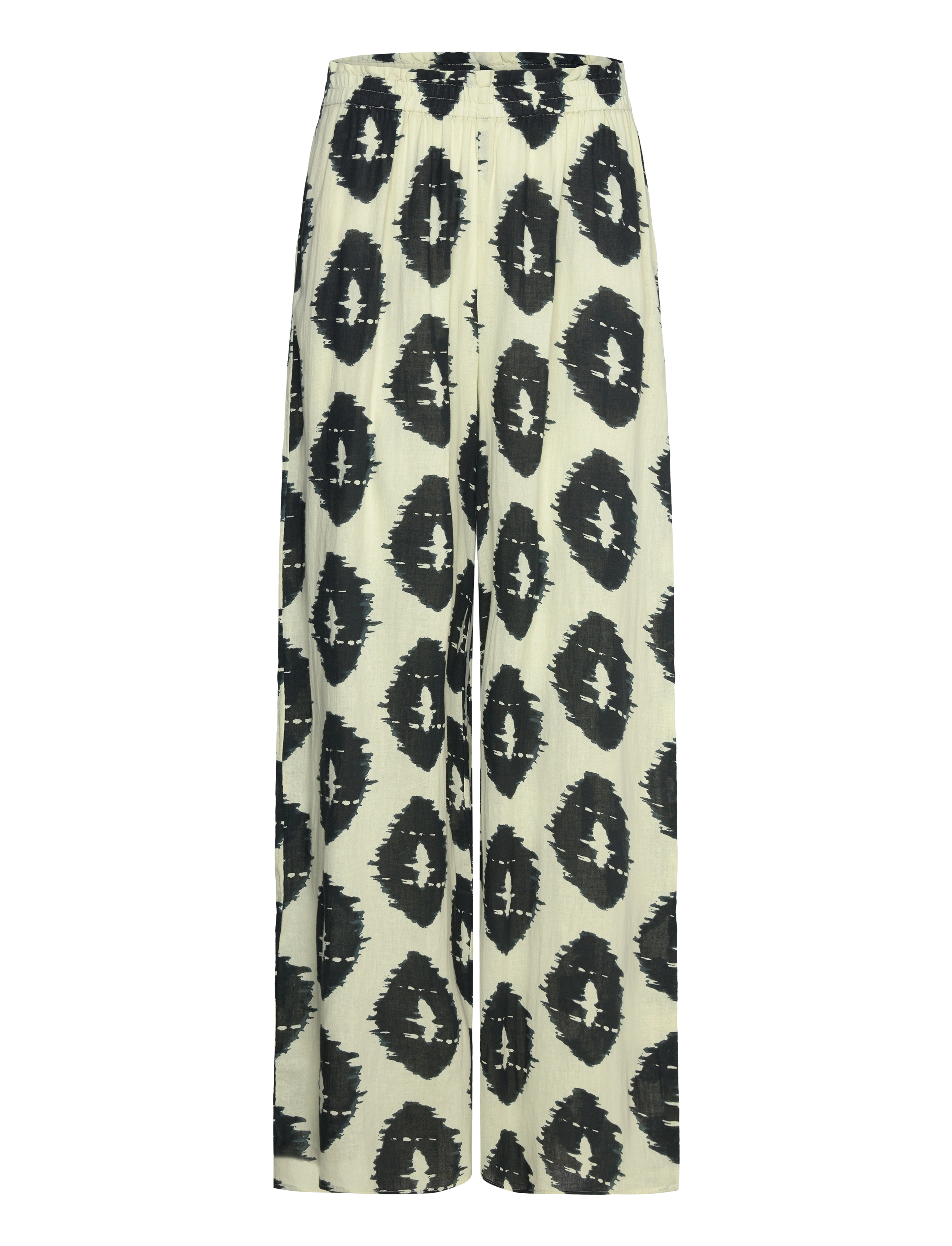 Mango Wideleg printed trousers - Bukser med brede ben - LIGHT BEIGE / green