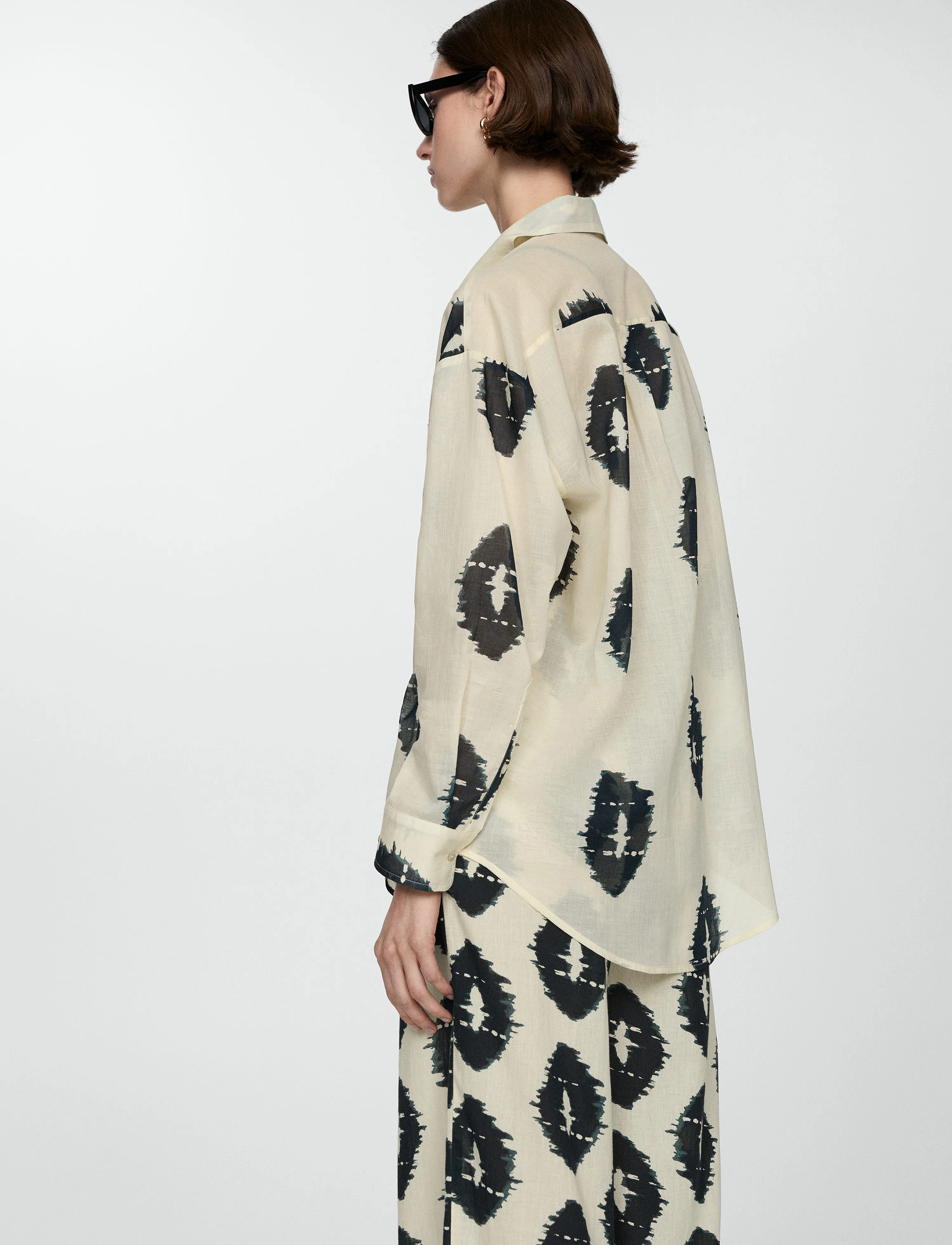 Mango - Semi-transparent printed shirt - langärmlige hemden - light beige - 3