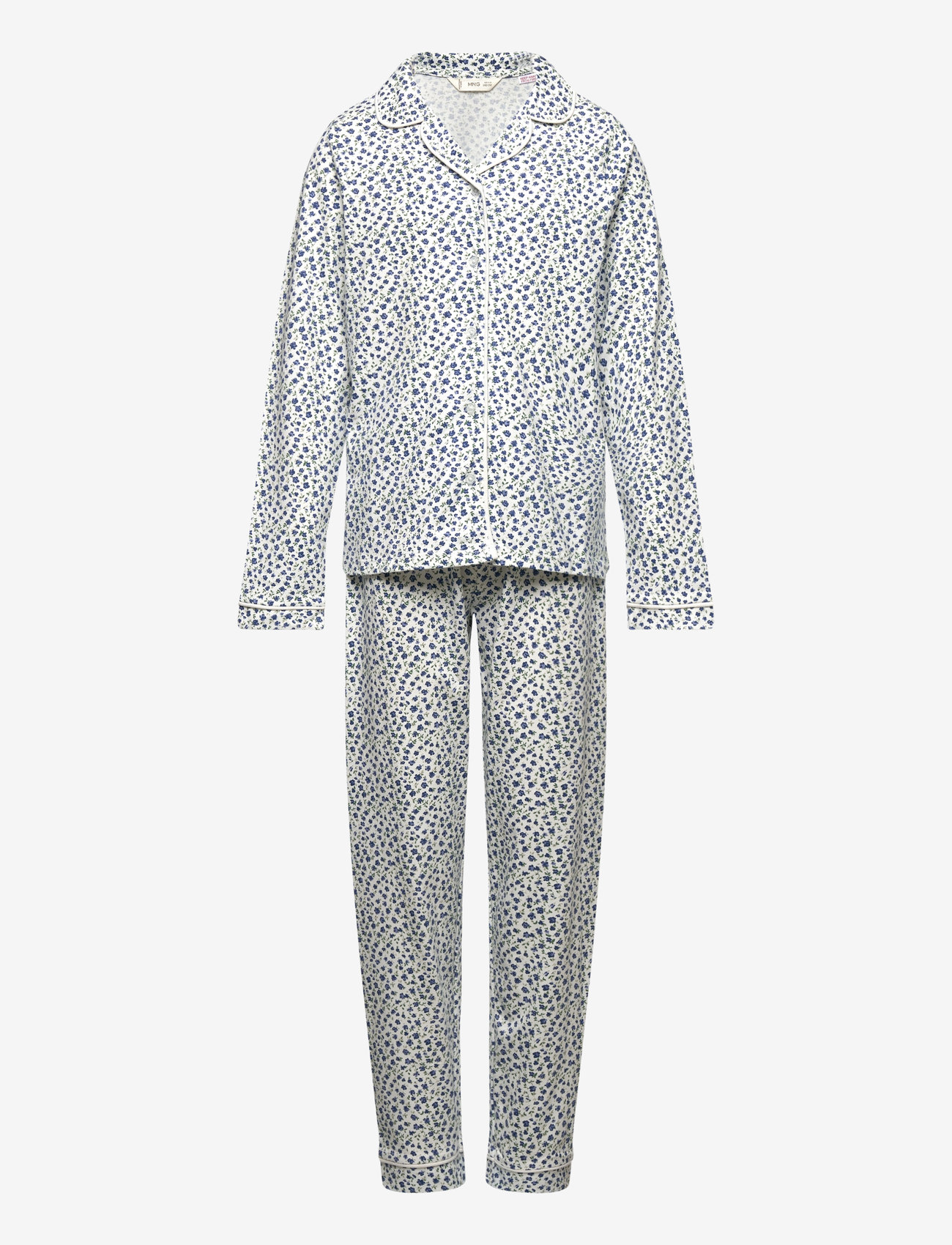 Mango - Floral cotton pyjamas - lt-pastel blue - 0