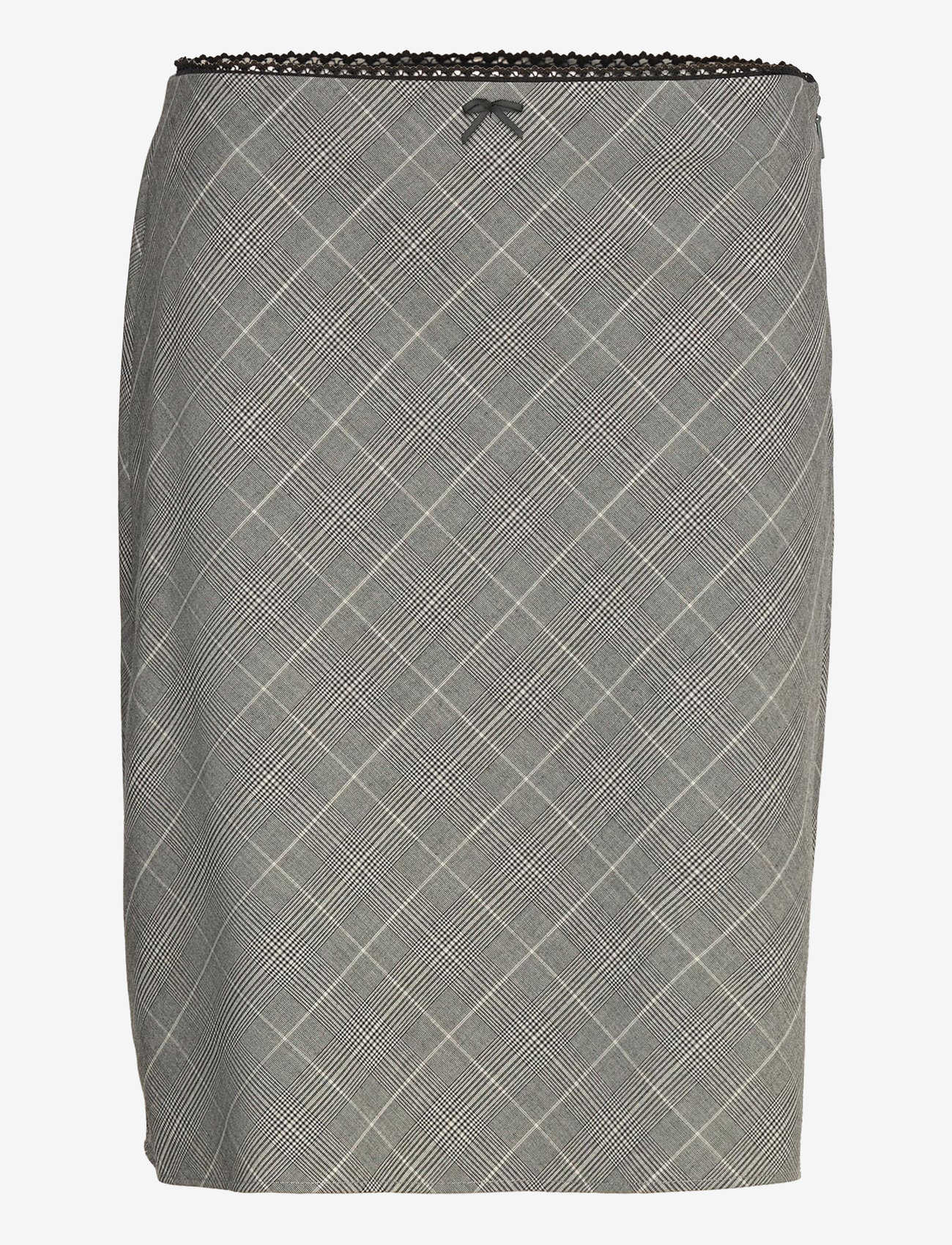 Mango - Check skirt with decorative bow - kurze röcke - grey - 1