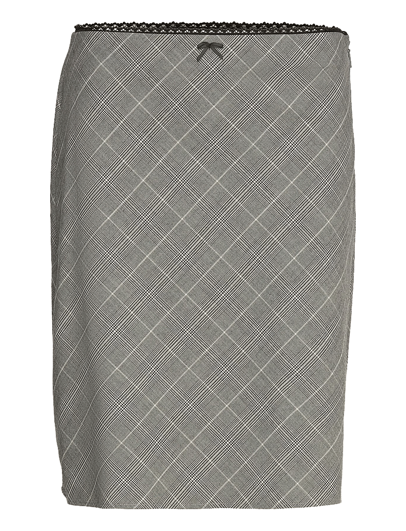 Mango - Check skirt with decorative bow - kurze röcke - grey - 1