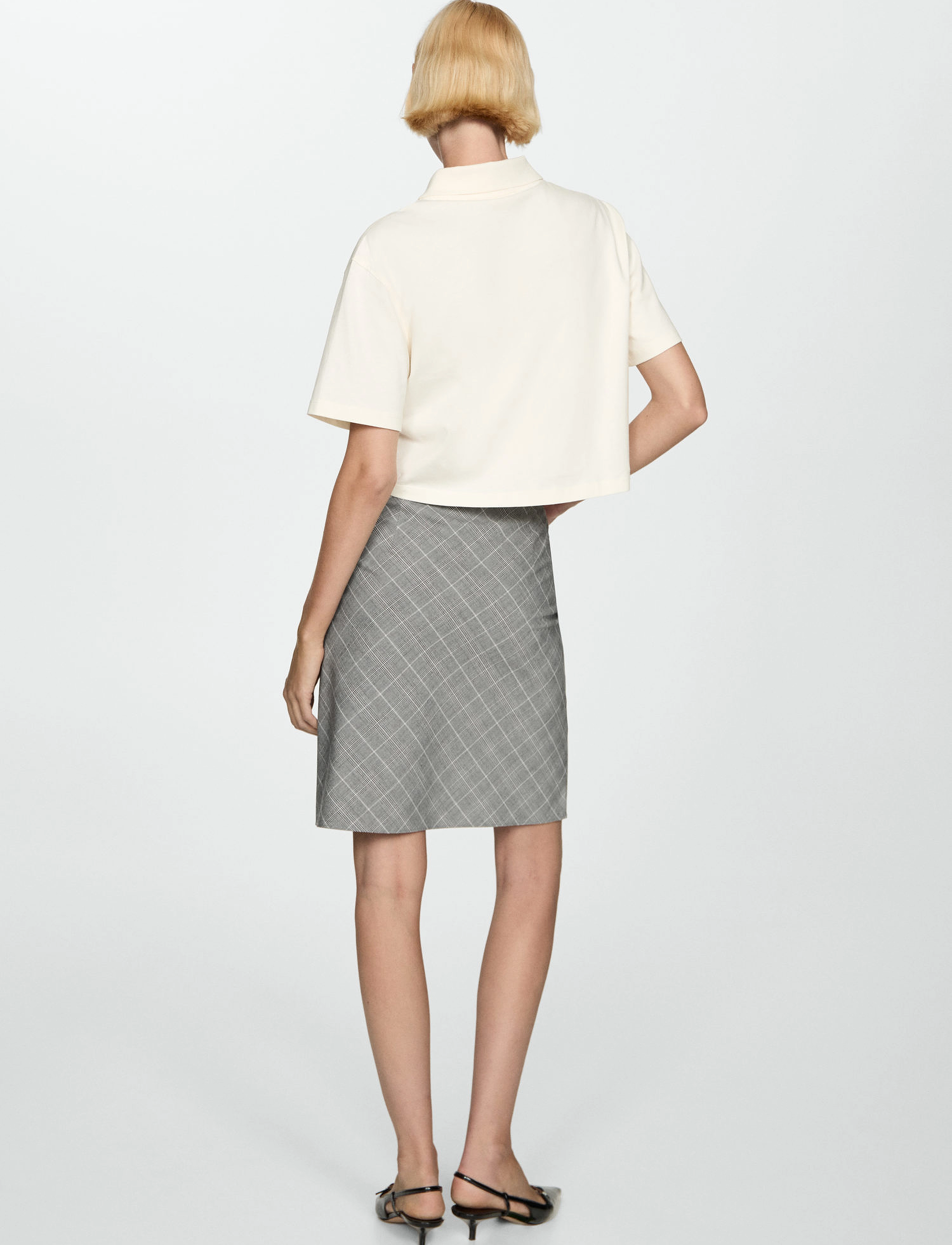 Mango - Check skirt with decorative bow - madalaimad hinnad - grey - 3