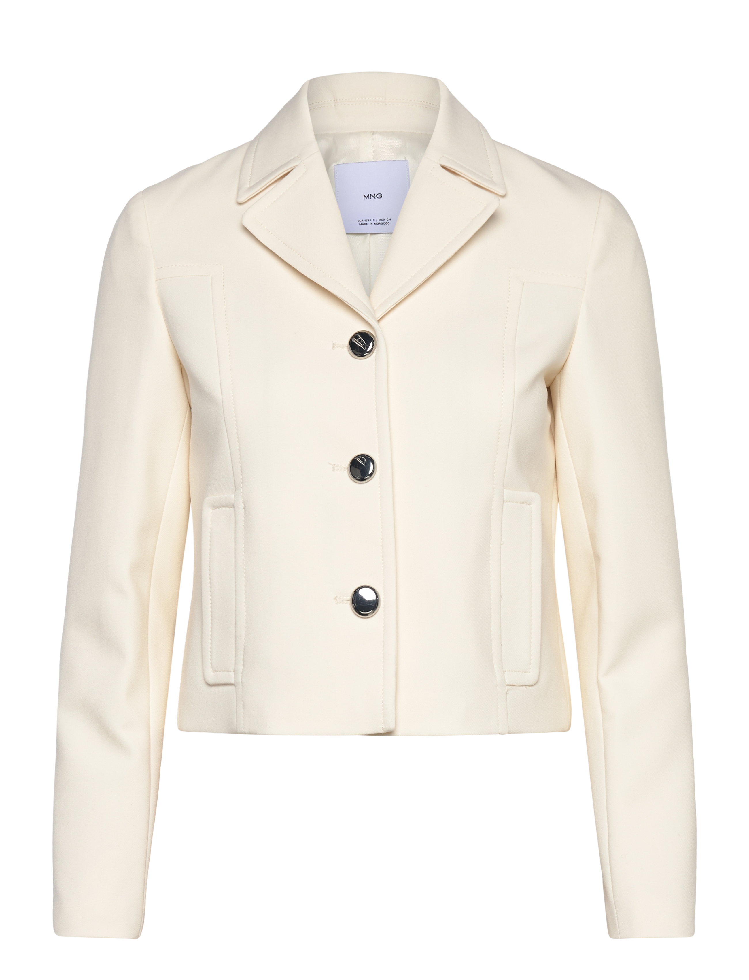 Mango Jacket with lapels and metal buttons - Klær - LIGHT BEIGE / cream