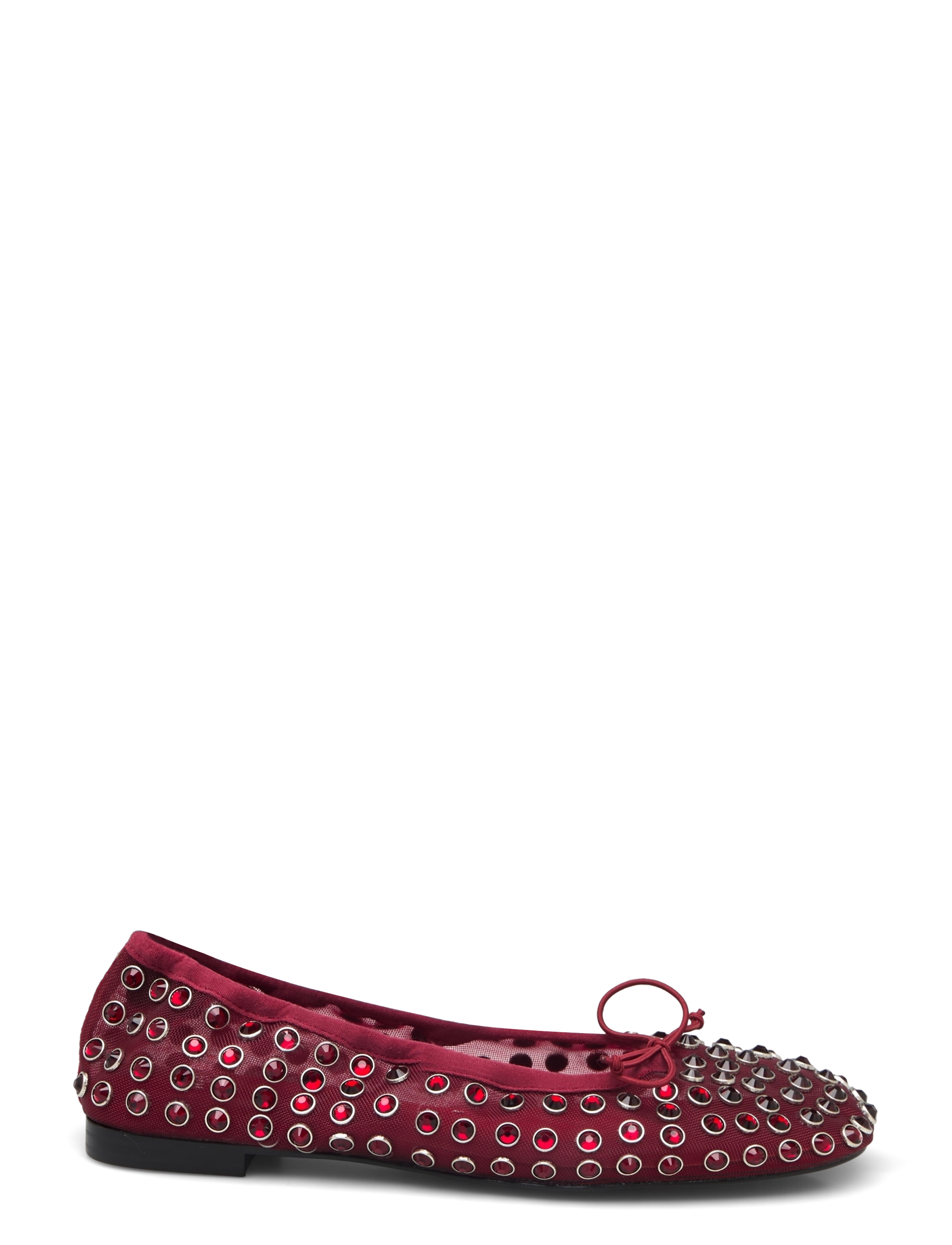 Mango - Studded mesh ballerina shoes - women - dark red - 1