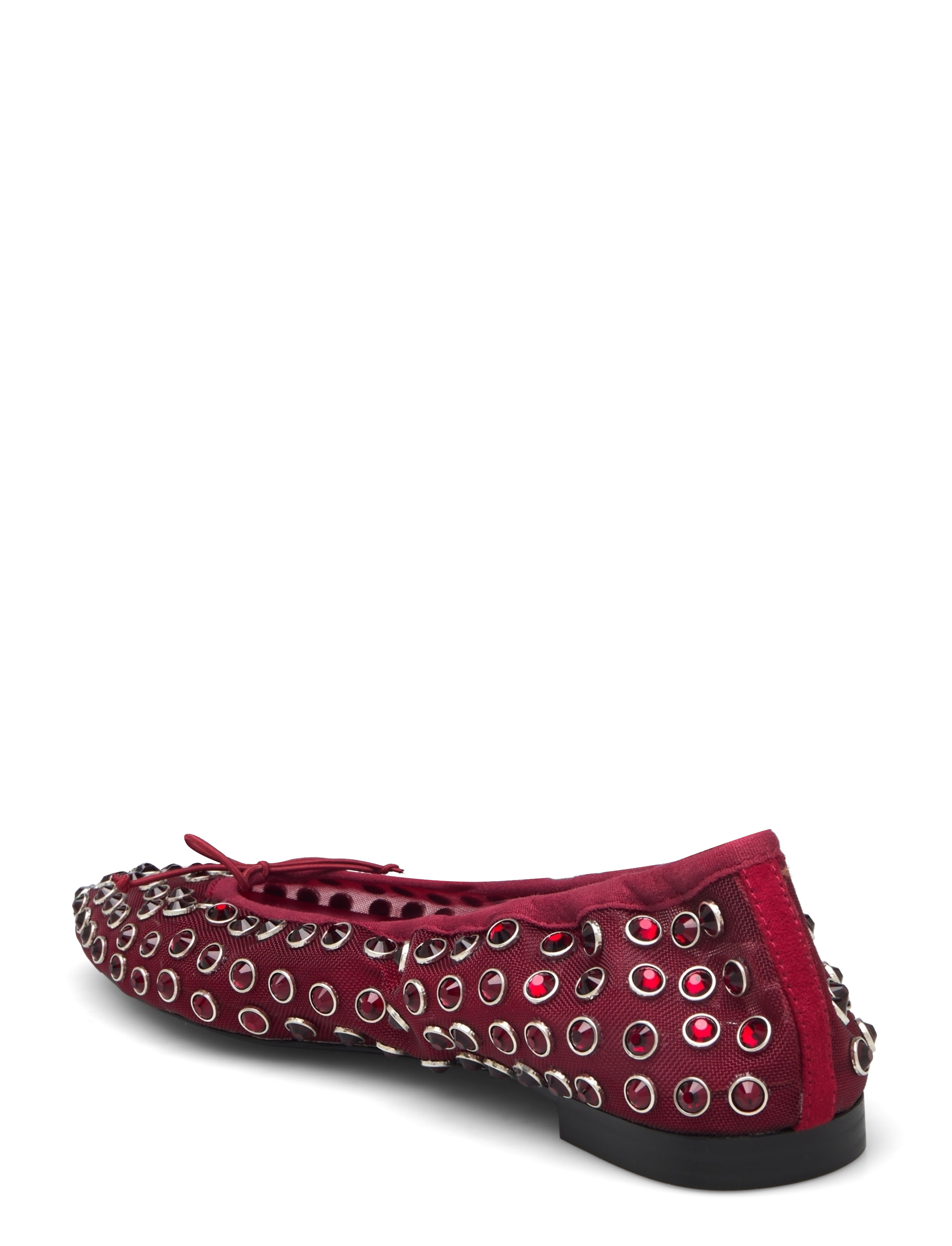 Mango - Studded mesh ballerina shoes - women - dark red - 2