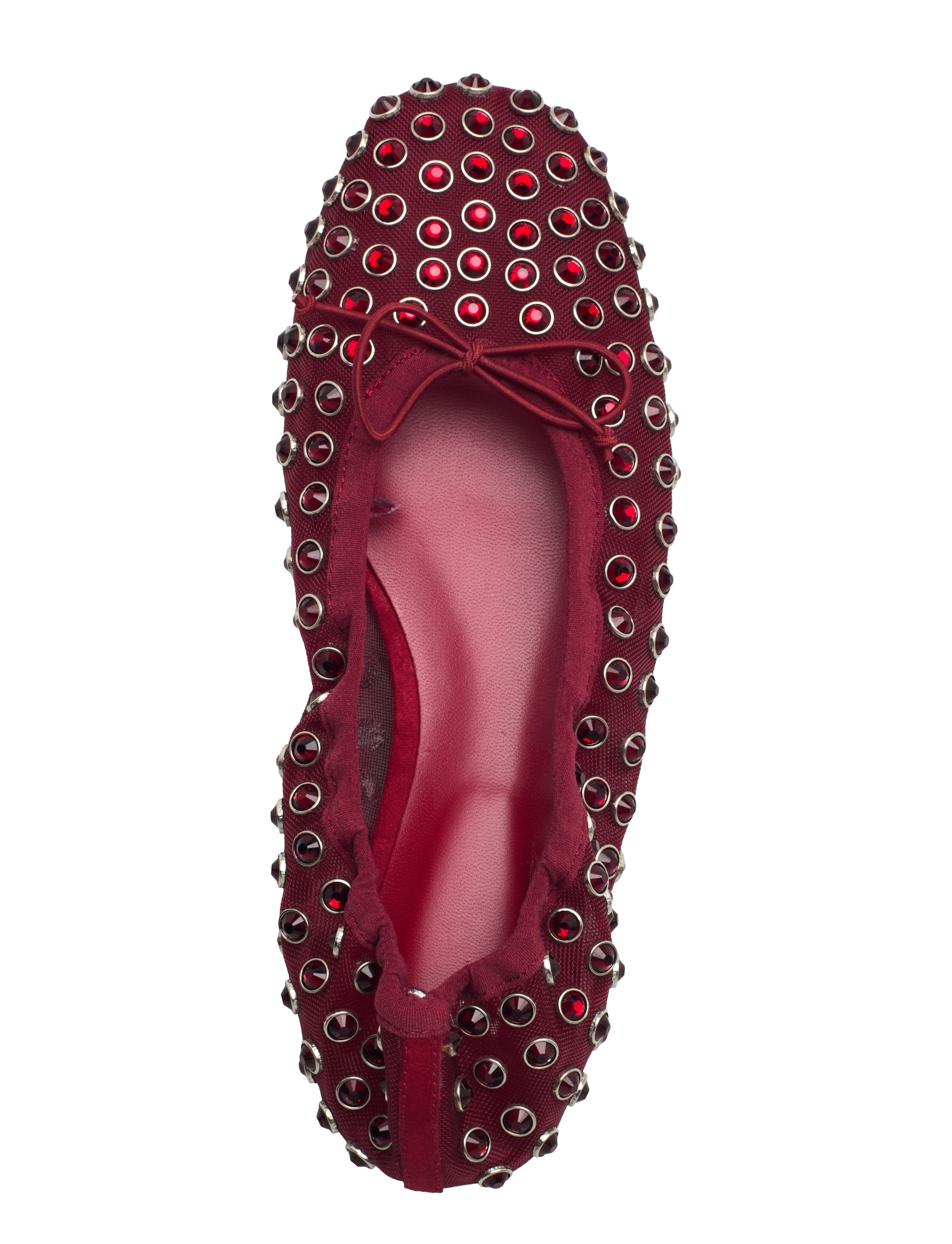 Mango - Studded mesh ballerina shoes - women - dark red - 3