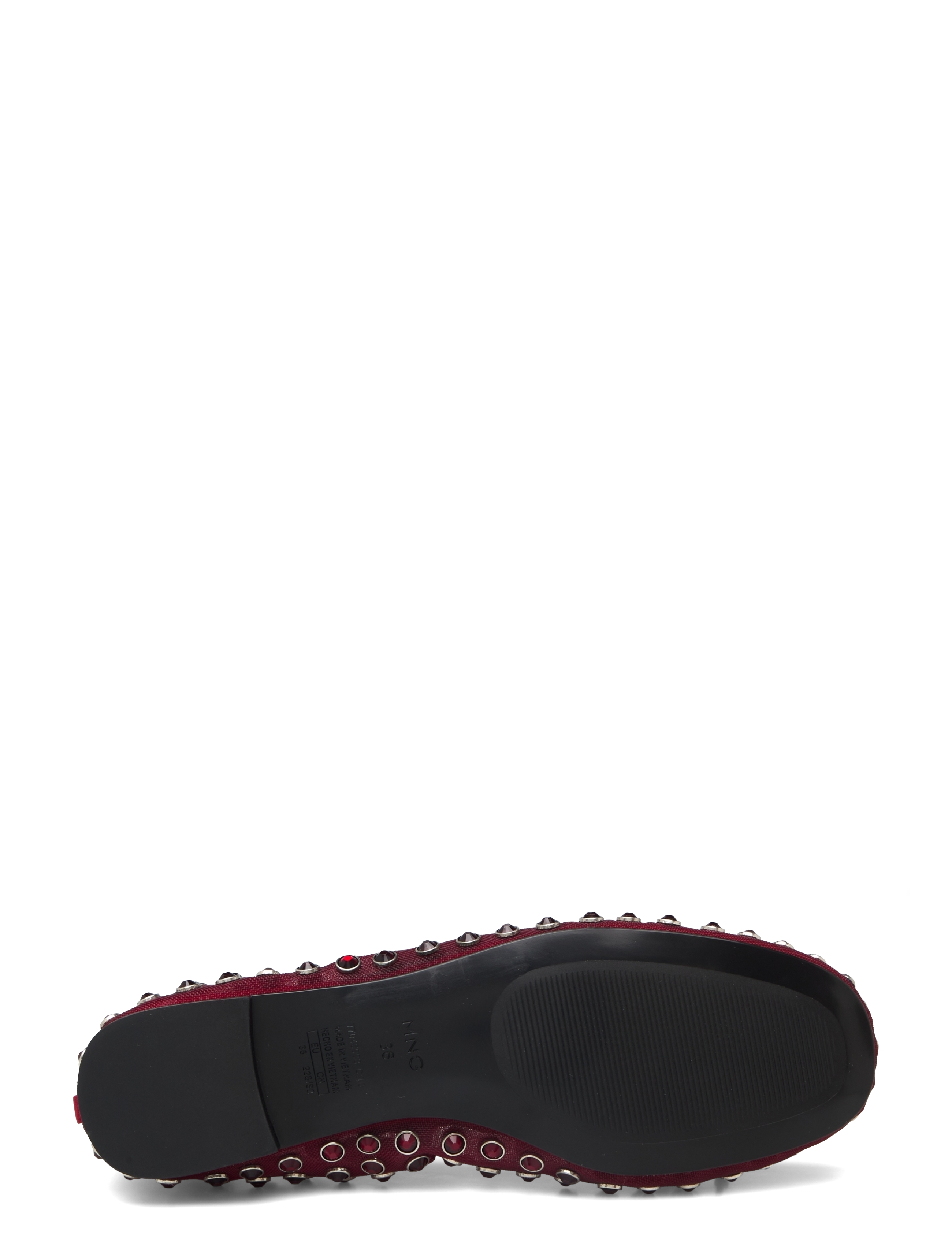 Mango - Studded mesh ballerina shoes - women - dark red - 4