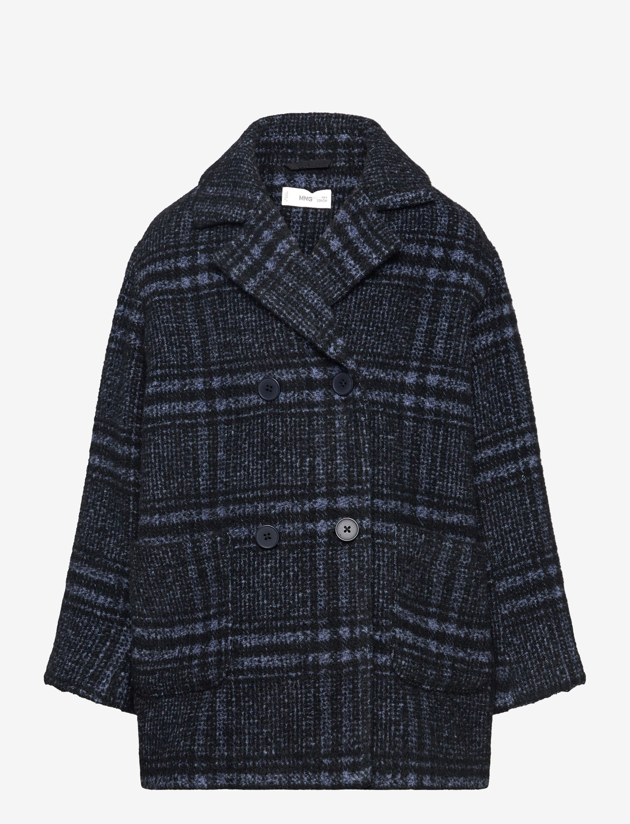 Mango - Checked wool-blend coat - herbstjacken - medium blue - 0
