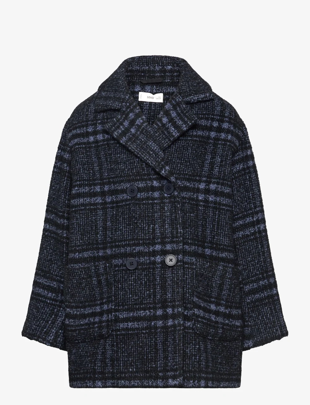 Mango - Checked wool-blend coat - mäntel - medium blue - 1