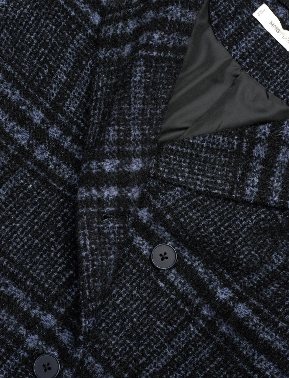 Mango - Checked wool-blend coat - mäntel - medium blue - 3