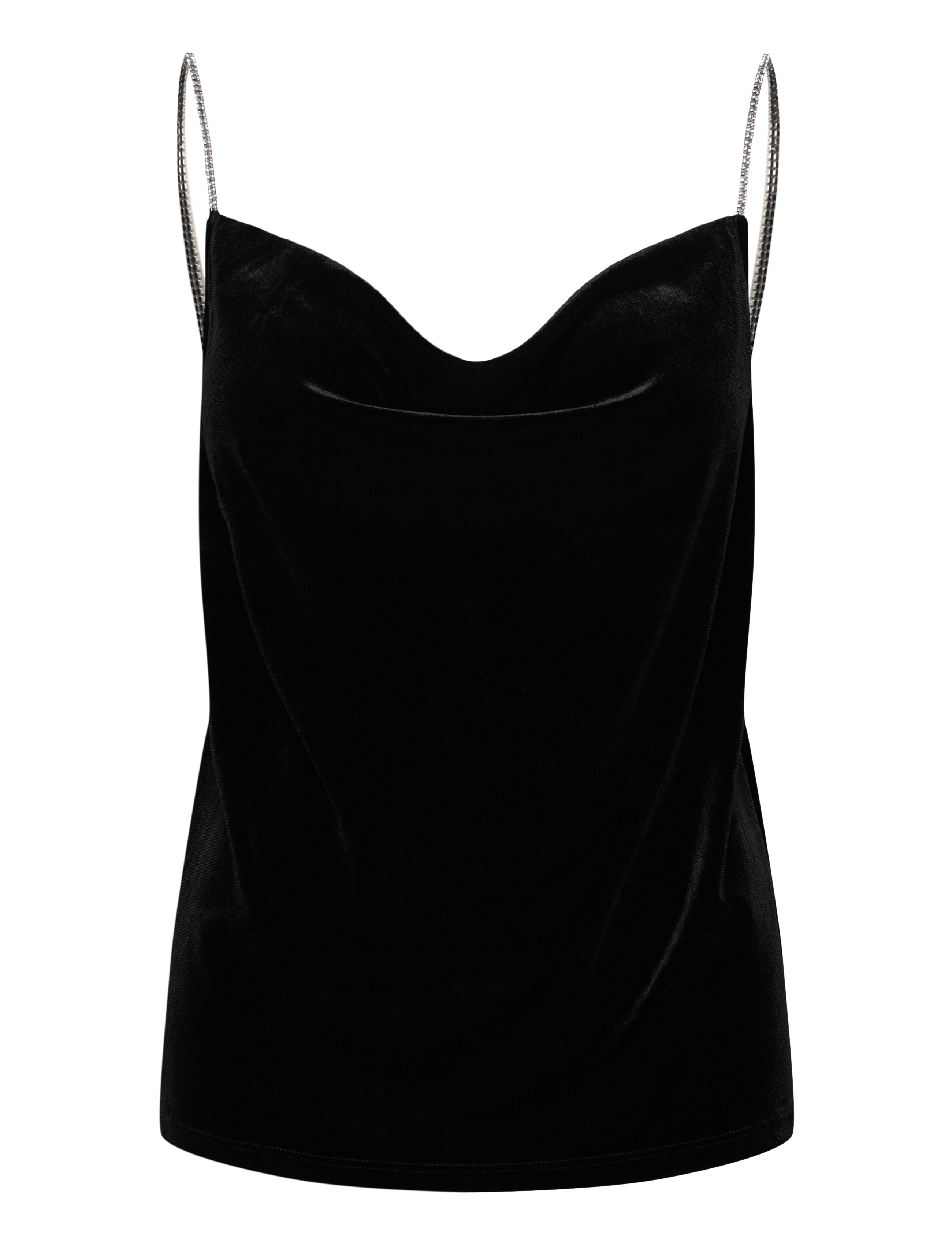 Velvet top with rhinestone straps - BLACK