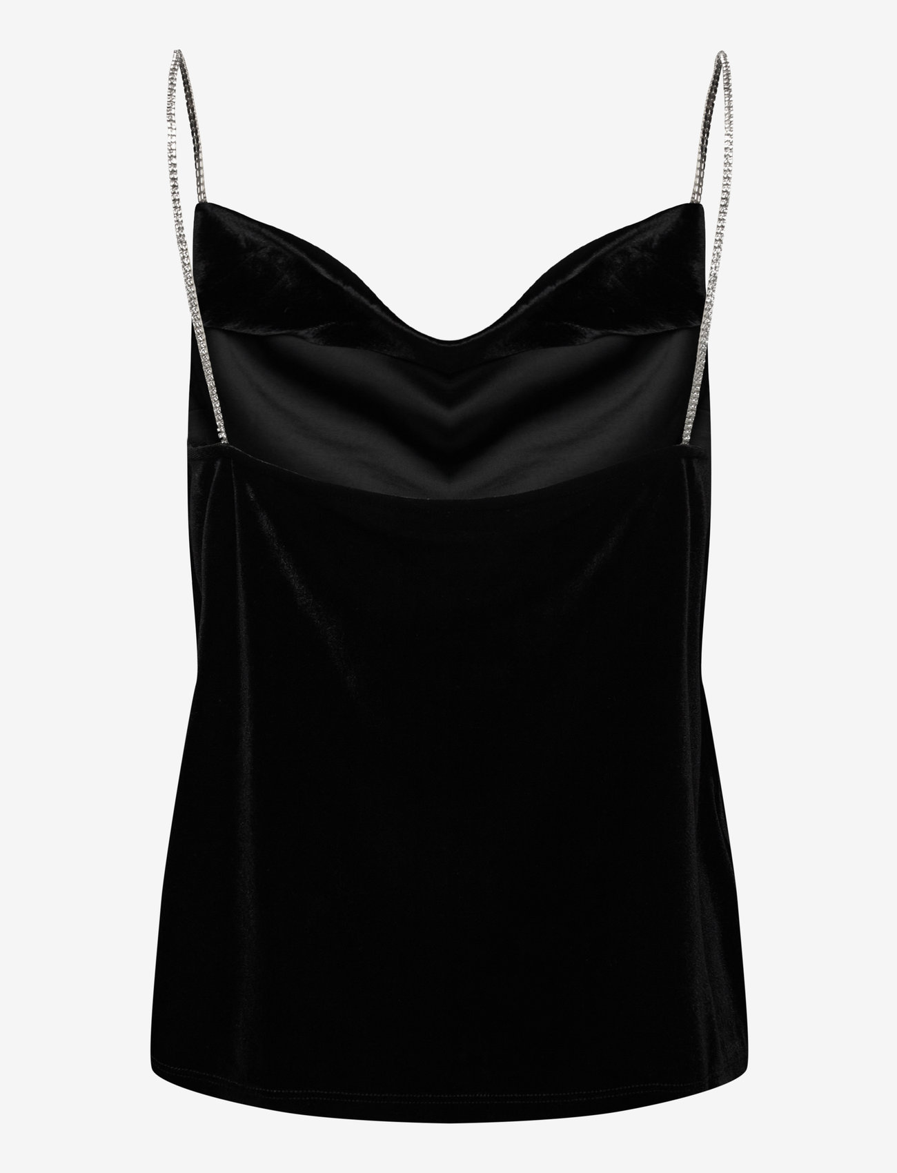 Mango - Velvet top with rhinestone straps - varrukateta pluusid - black - 1