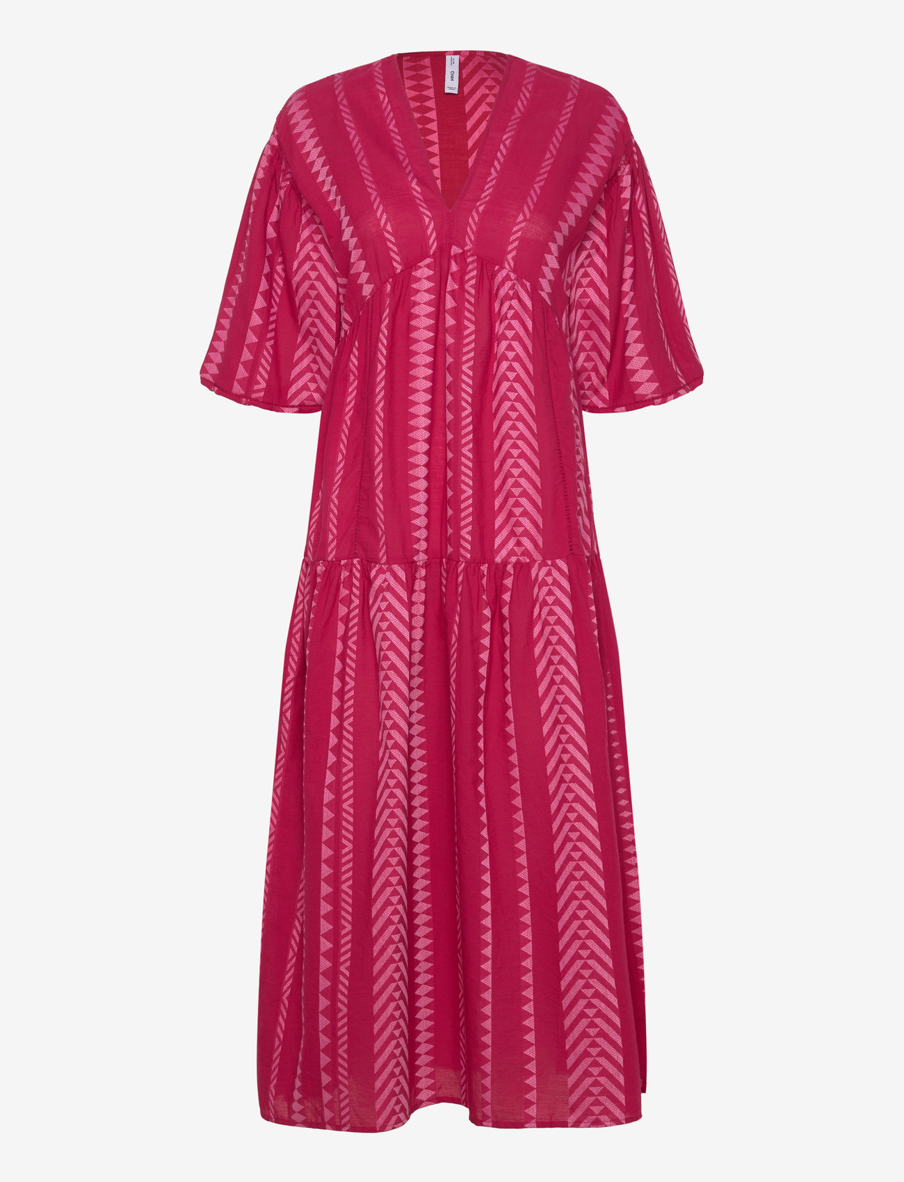 Mango - Geometric print midi dress - midi kjoler - bright pink - 1