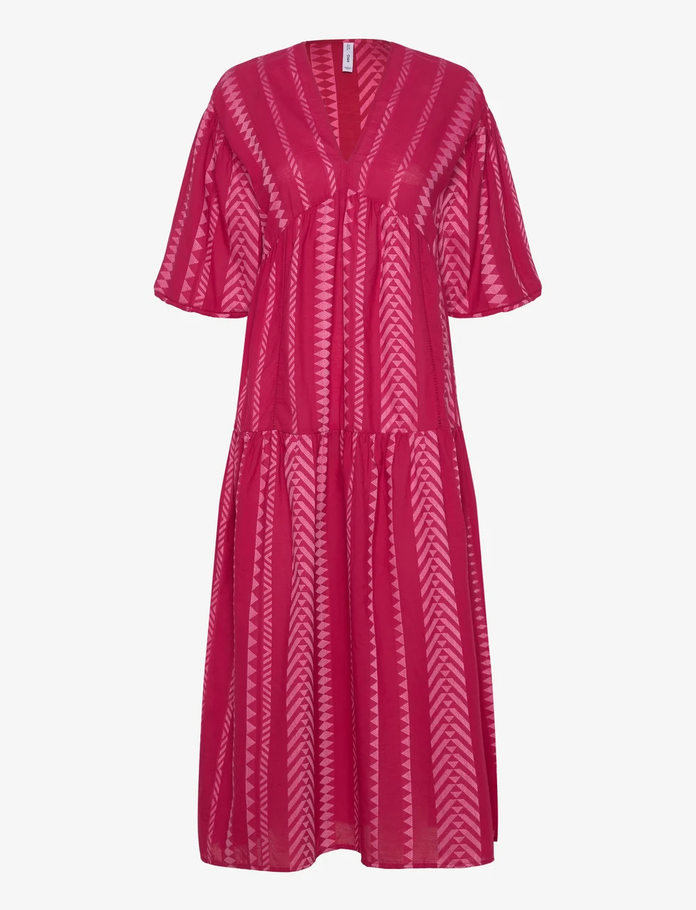 Mango - Geometric print midi dress - midi kjoler - bright pink - 1