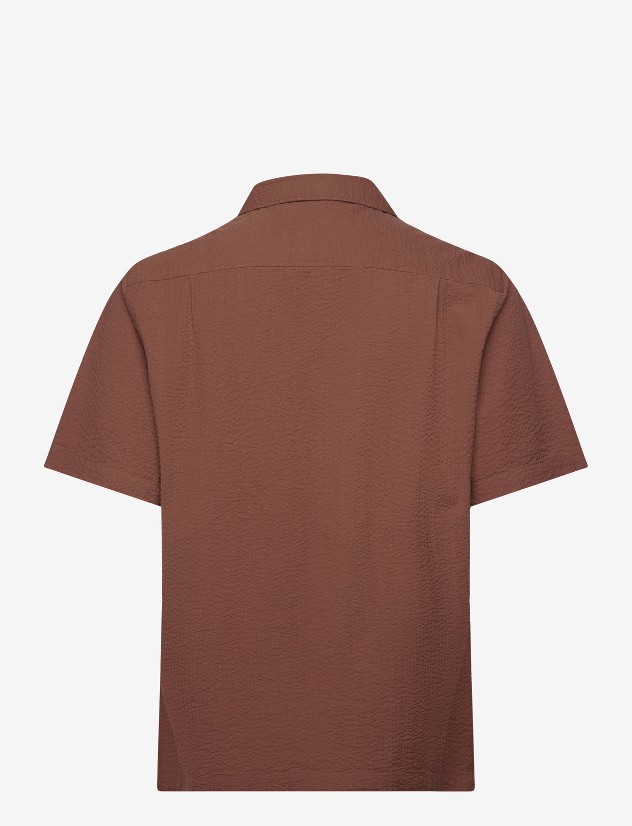 Mango - Regular-fit 100% seersucker cotton shirt - kortärmade skjortor - dark red - 1