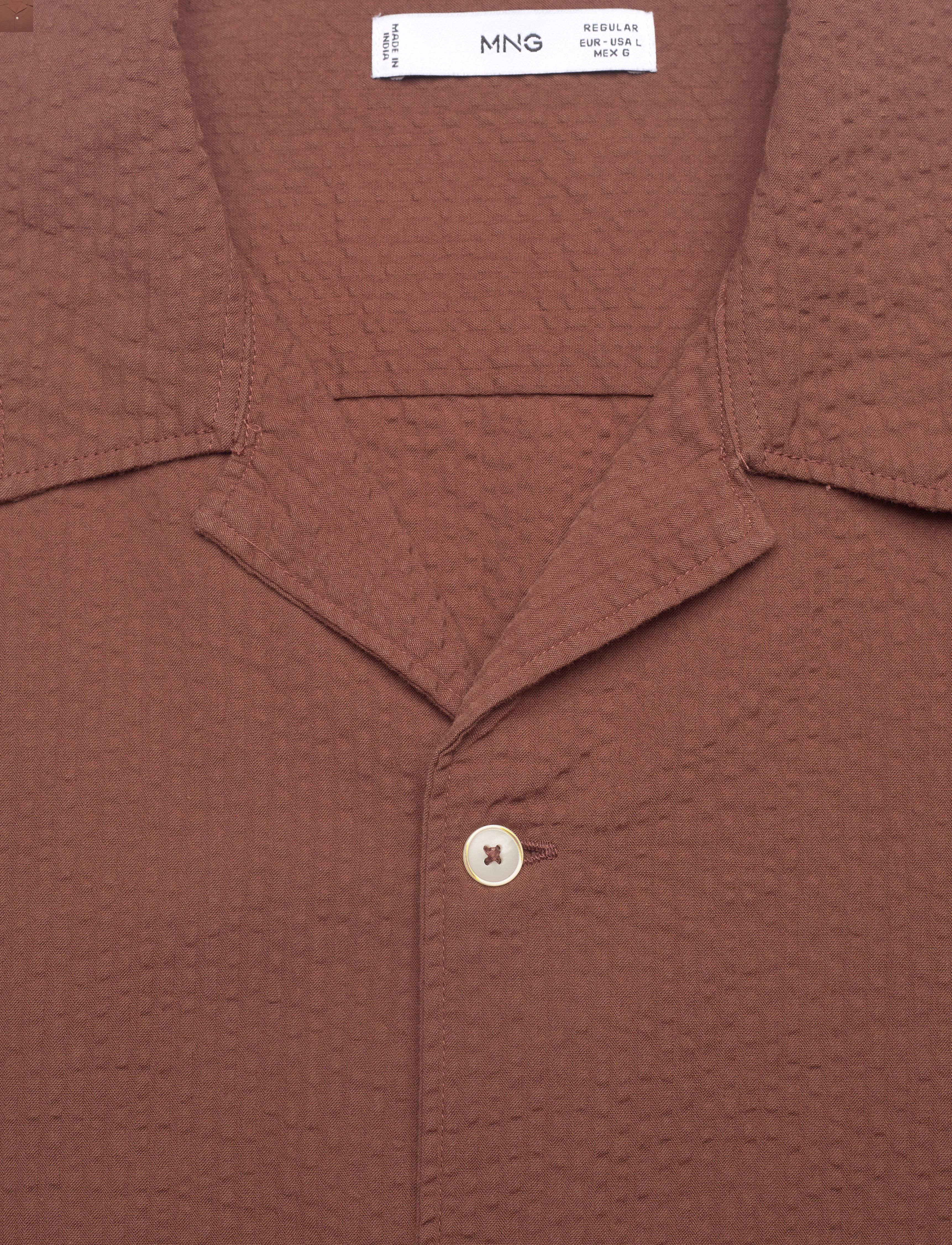 Mango - Regular-fit 100% seersucker cotton shirt - herren - dark red - 2