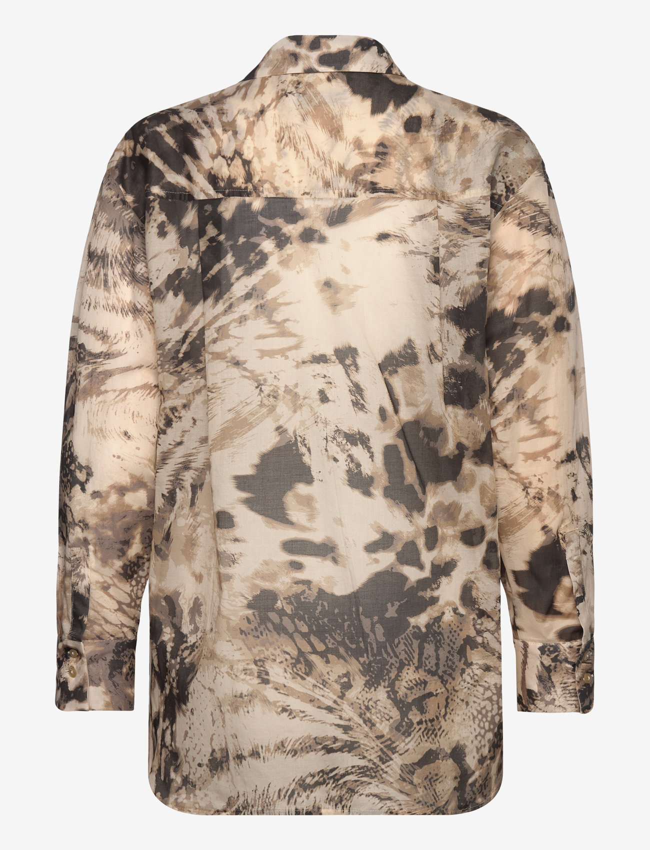 Mango - Semi-transparent animal-print shirt - langärmlige hemden - light beige - 1