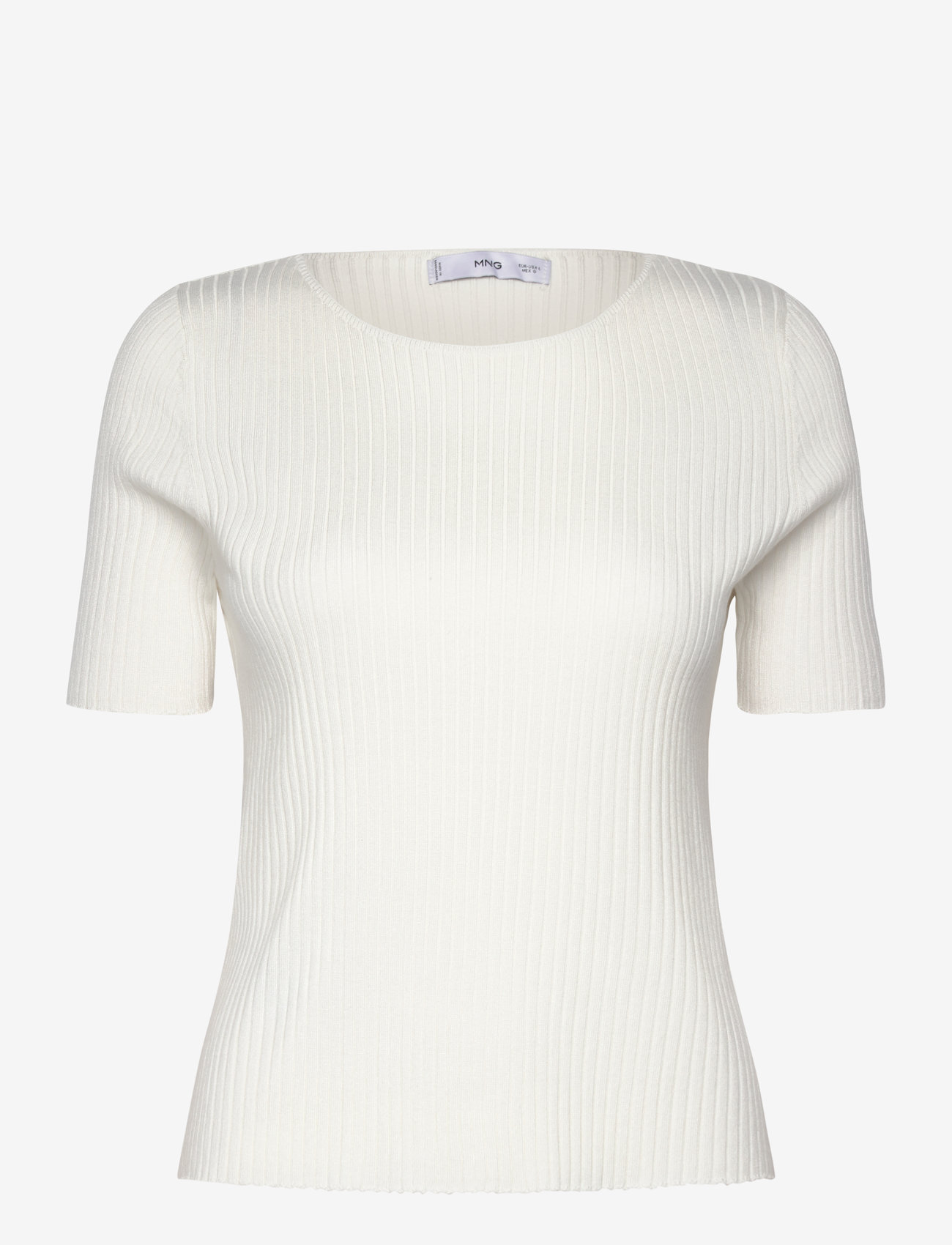 Mango - Short-sleeved fine-knit t-shirt - sügisesed riided - natural white - 0