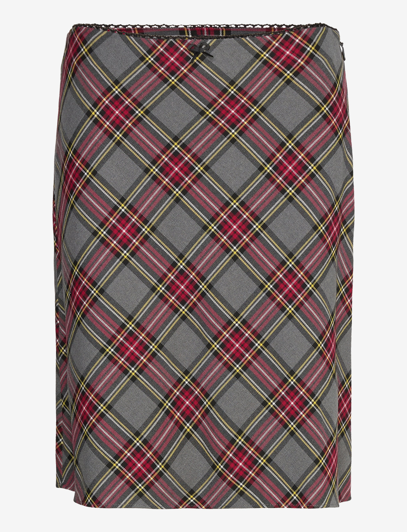 Mango - Check skirt with lace finish - korte nederdele - red - 1