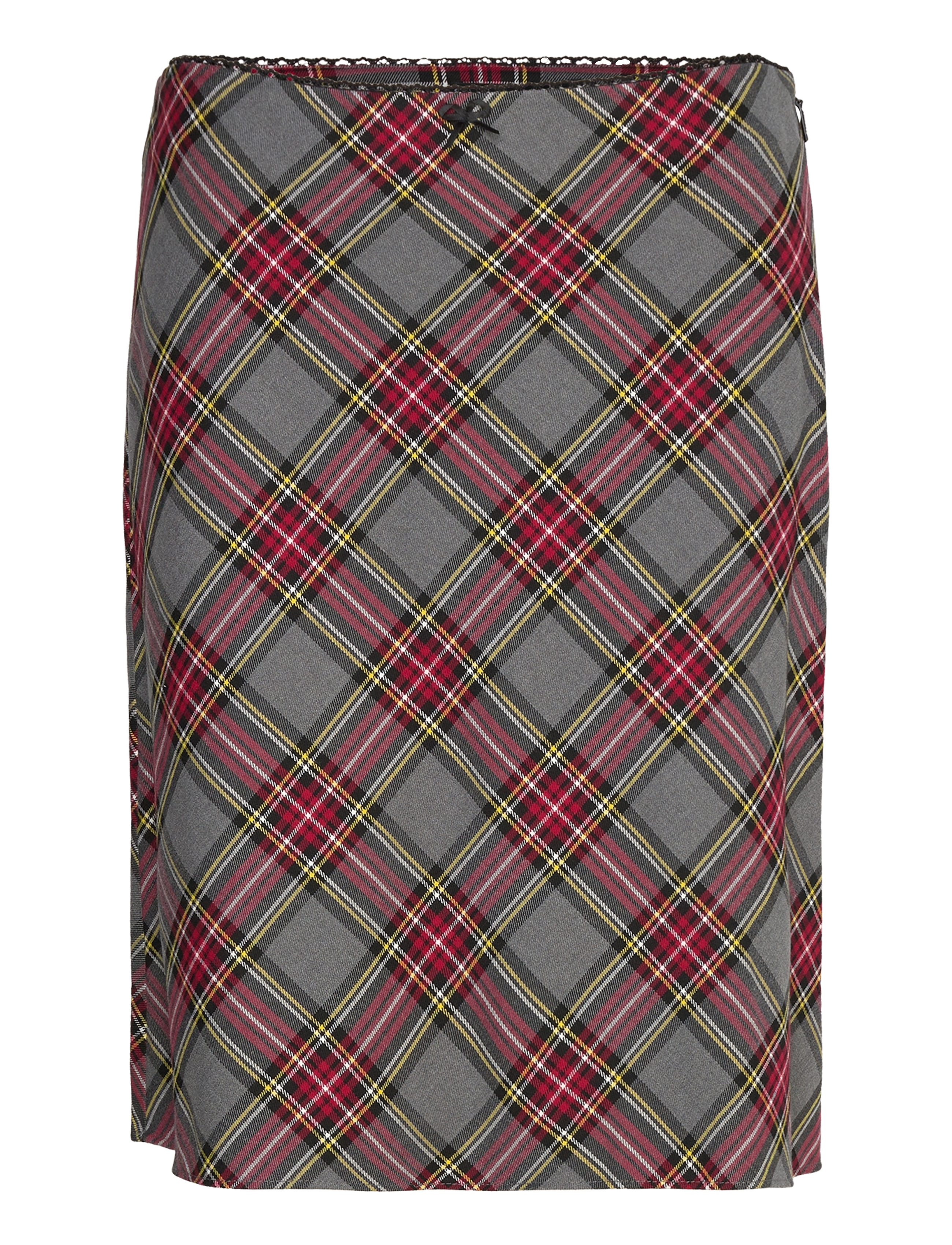 Mango Check skirt with lace finish - Röcke - RED / grey