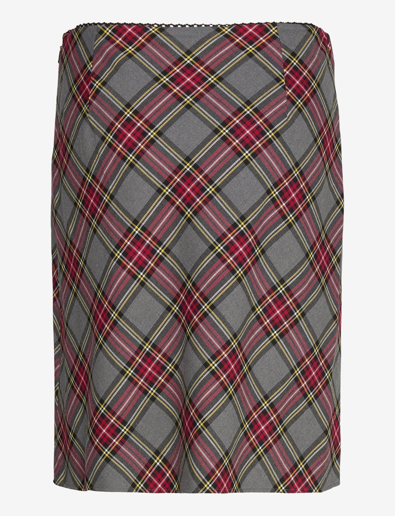 Mango - Check skirt with lace finish - korte nederdele - red - 2